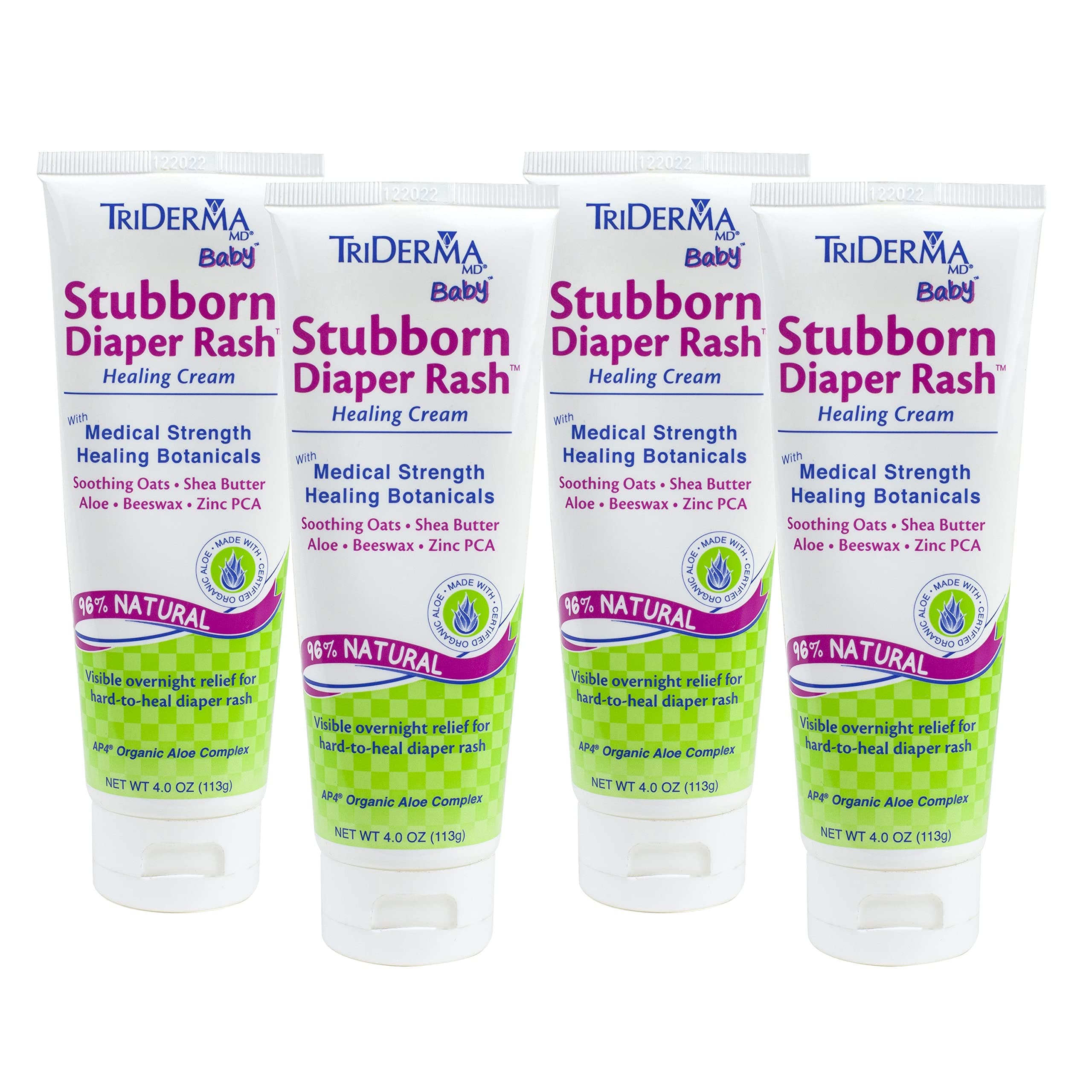 MD Baby Stubborn Diaper Rash Healing Cream, Healing for Hard-to-Heal Diaper Rash, Treat and Prevent Diaper Rash and Seal Out Wetness, Non-Greasy Diaper Rash Ointment, 4.0 oz each, 4 Pack