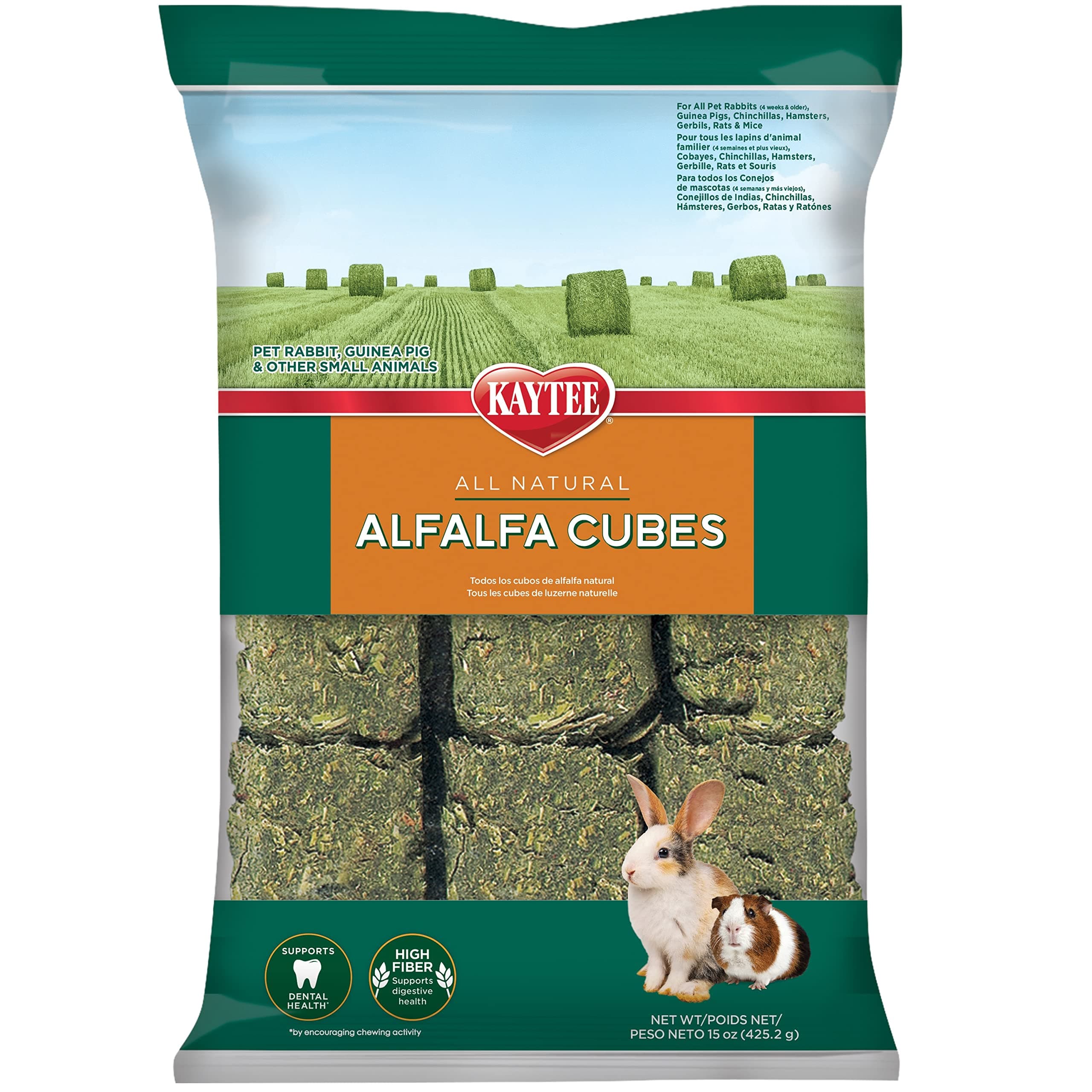 Alfalfa Cubes for Rabbits, Guinea Pigs, and Other Small Animals, 15 oz
