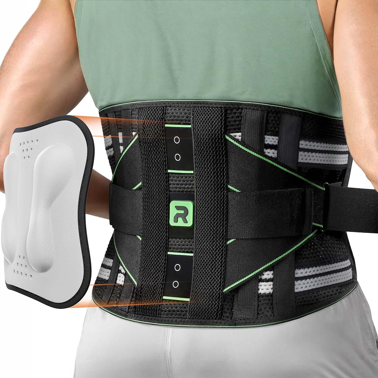 Back Support Belt for Men Women, 8x Lumbar Support with 3D Pad, Breathable Back Brace for Lower Back Pain Relief, Herniated Disc, Sciatica (Green, L)