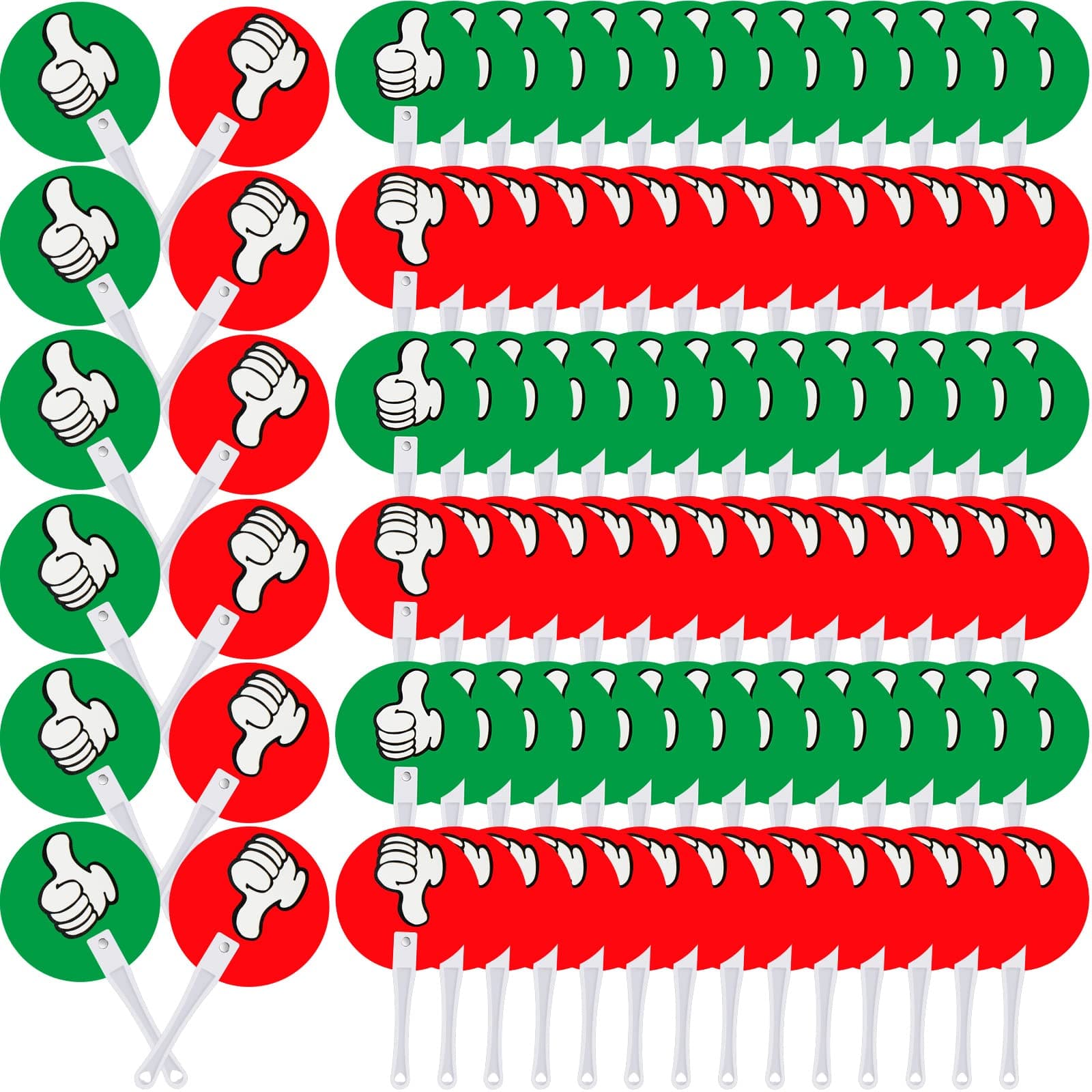 Macarrie Thumbs up Thumbs Down Classroom Voting Paddles Handy Teacher Classroom Event Supplies Plastic Thumbs up Sign Green Red Yes or No Paddles True False Paddles for School Classroom Student (80)