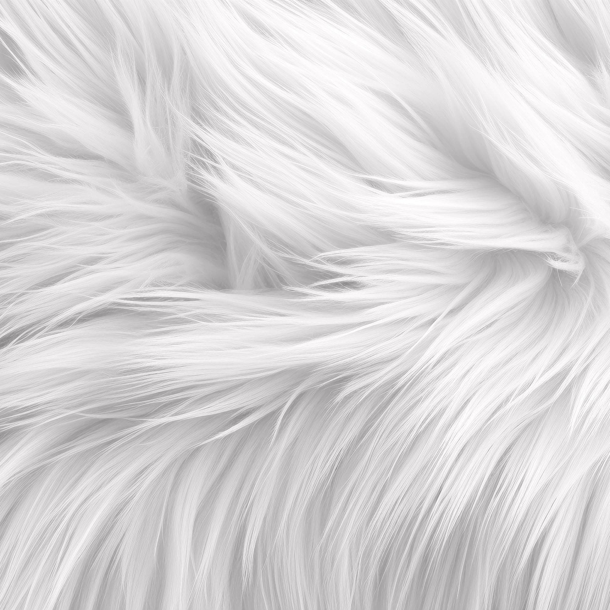FabricLA Shaggy Faux Fur Square - 4" X 4" Inches Pre-Cut - Use Fake Fur Fabric for DIY, Craft Fur Decoration, Fashion Accessory, Gnome, Hobby - White