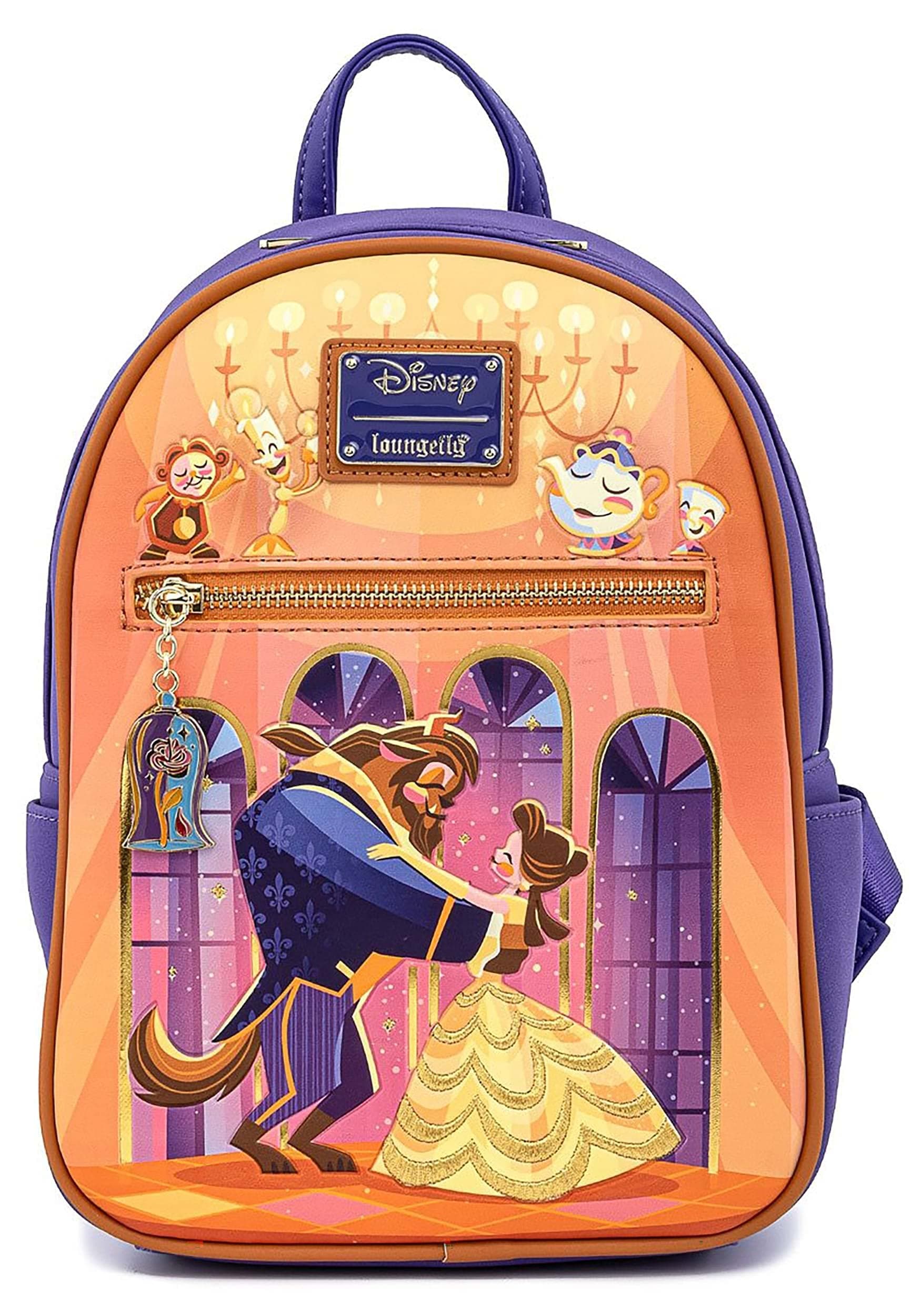 Disney Beauty and the Beast Ballroom Scene Womens Double Strap Shoulder Bag Purse, One Size, Multi