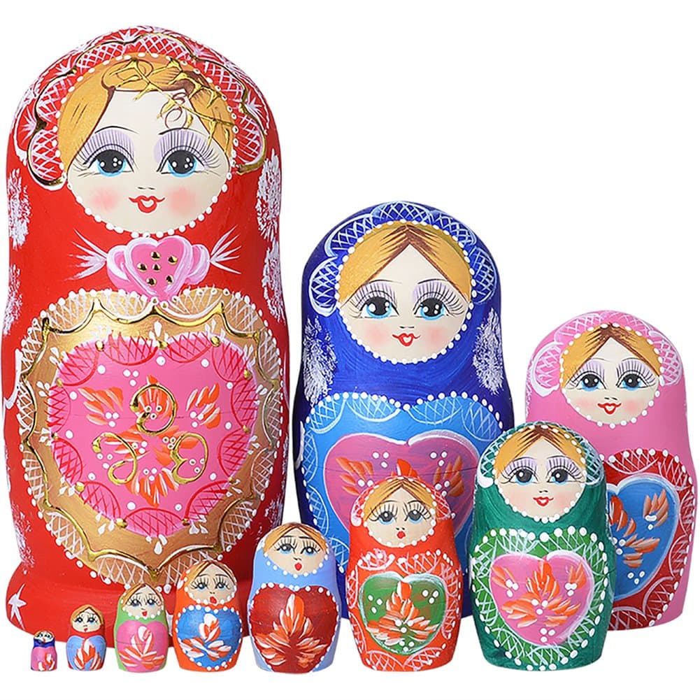 Russian Nesting Dolls for Kids Matryoshka Doll 10pcs Handmade1051
