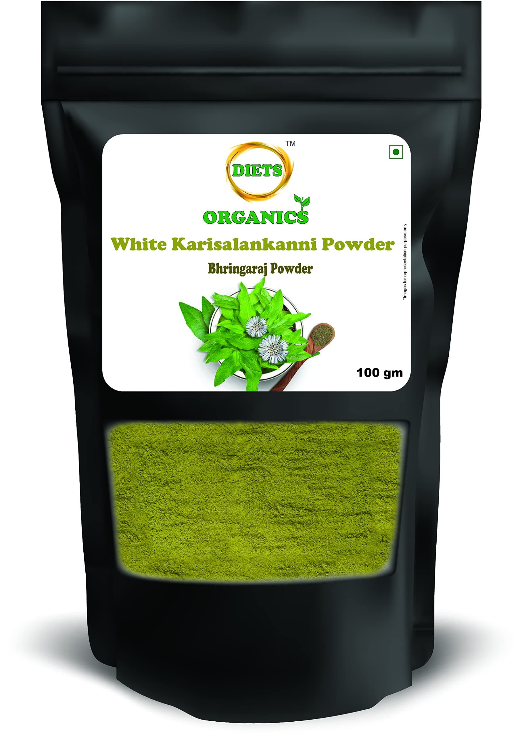 DIETS ORGANICS White Karisalankanni Powder 100gms (2), Bringaraj powder, Kayonni -100 Gms PACK OF 2