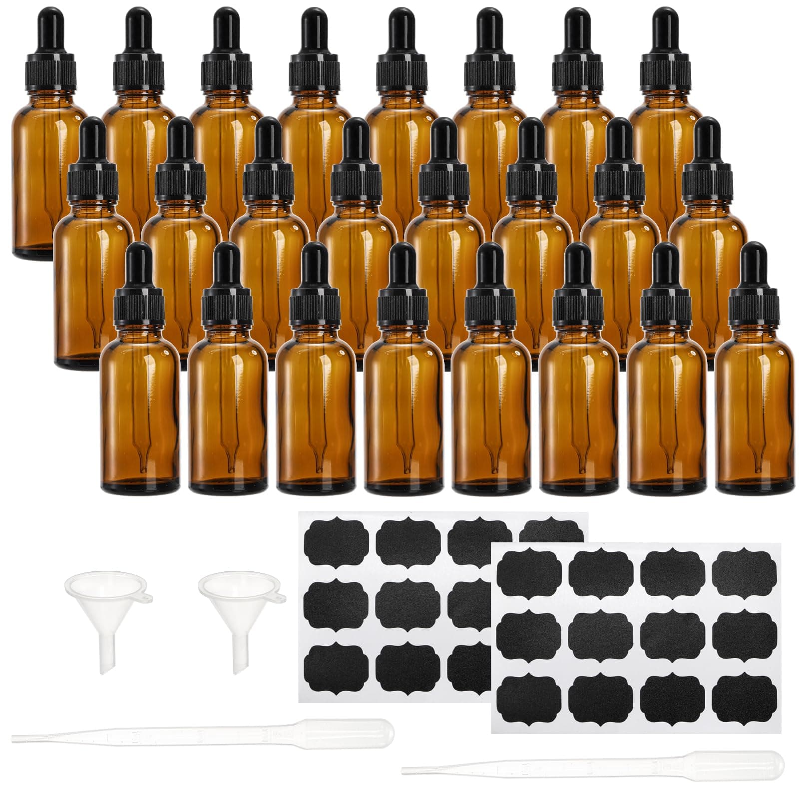 Lawei 24 Pcs Amber Glass Bottles with Pipettes Dropper Bottles for Essential ...