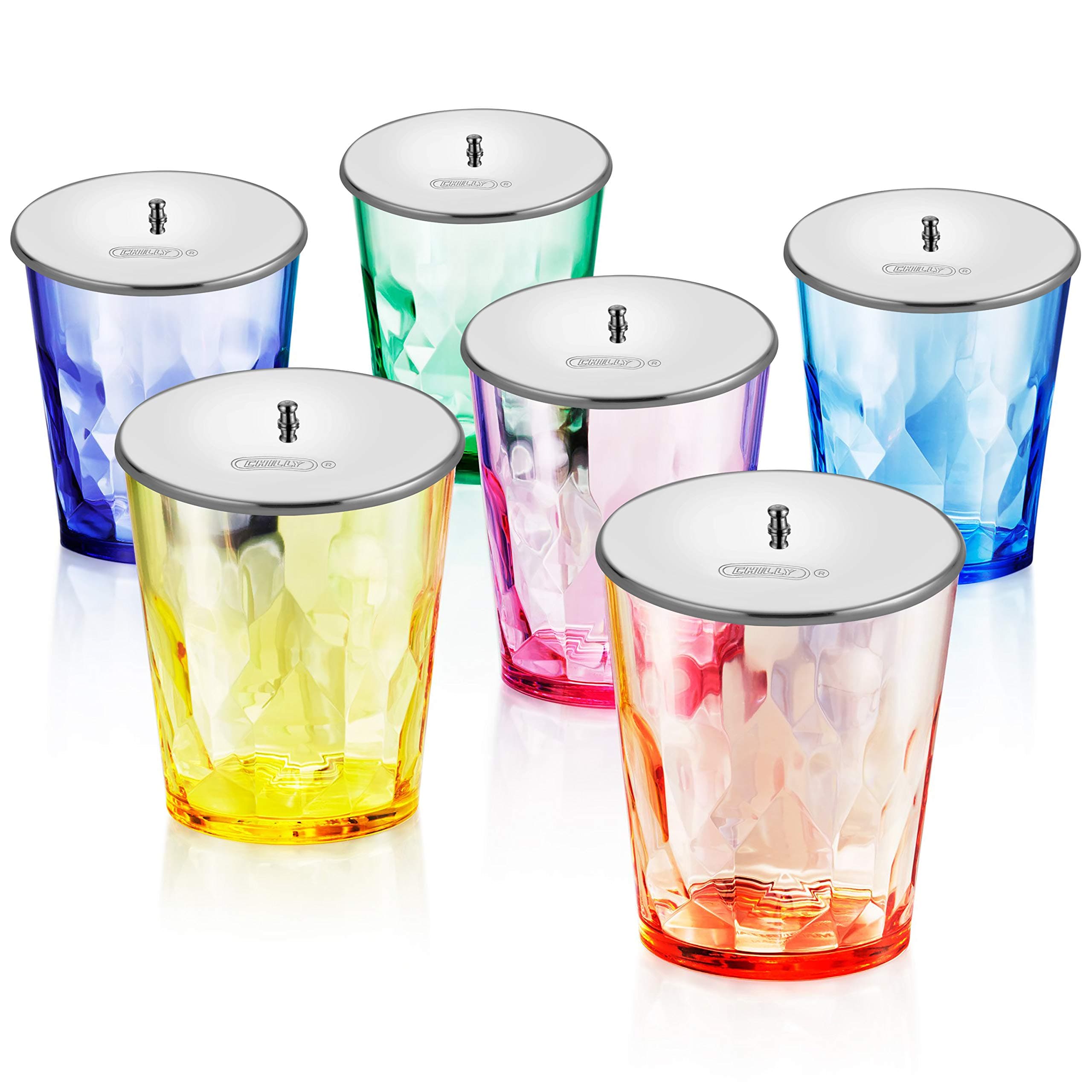 CHILLY Multipurpose Lid with Knob (Set of 6) Food Grade Cover Coasters for Tumblers/Cups/Mugs/Glass/Bowl/Katori.Ideal for Gift & Everyday Usage in Kitchens, Homes,Offices,showrooms,Restaurants,Hotels