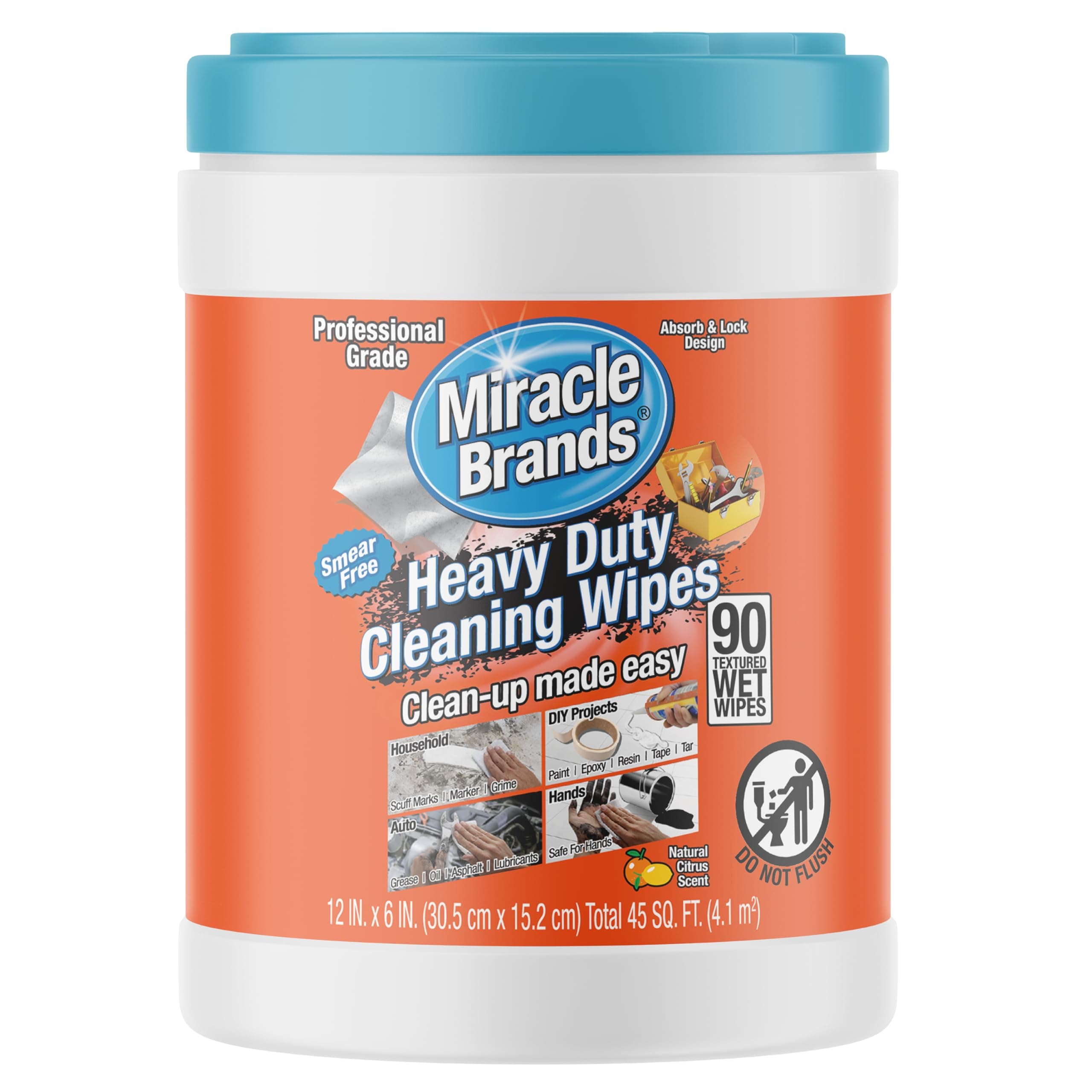 MiracleWipes for Heavy Duty Cleaning (90 Count) - All Purpose Cleaner, Kitchens, Bathrooms, Countertops, Hands, Indoors, Outdoors - Removes Grease, Grime, Crayon, Dirt & More