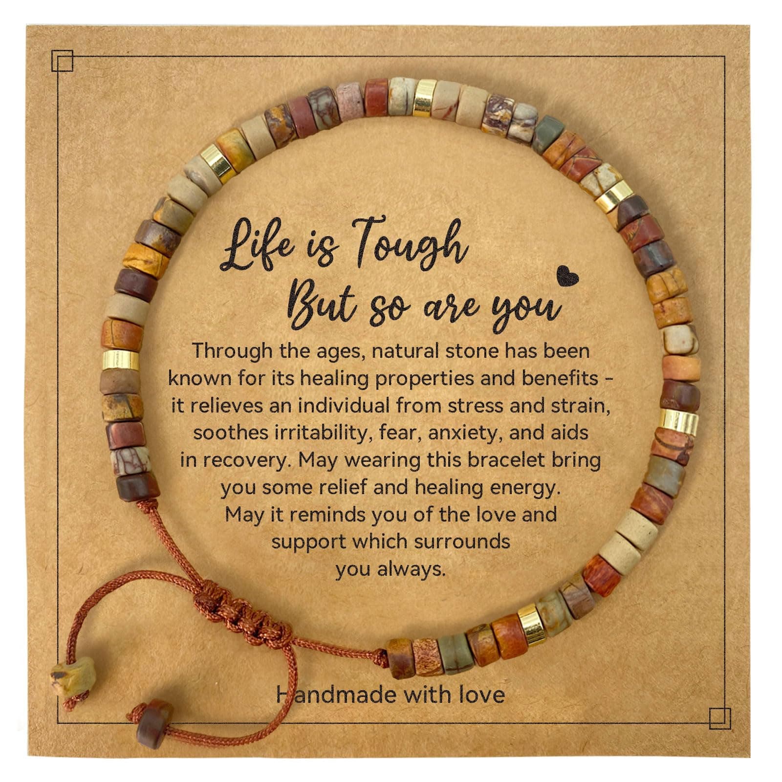 - Inspirational Gifts Healing Natural Stone Bracelets - Thinking of You, Get Well Soon Encouragement Gifts Strength Bracelets for Women Friends Sister, Christmas Stocking Stuffers Thanksgiving Basket