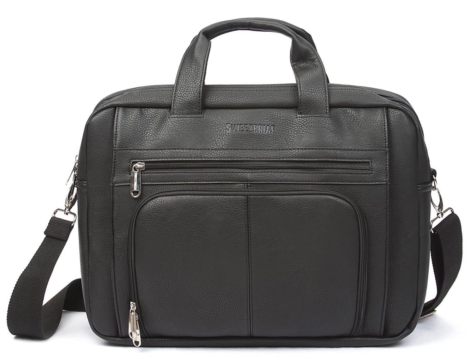 Sweetbriar Classic Laptop Briefcase - Vegan Leather Bag Designed to Protect Laptops up to 15.6 Inches