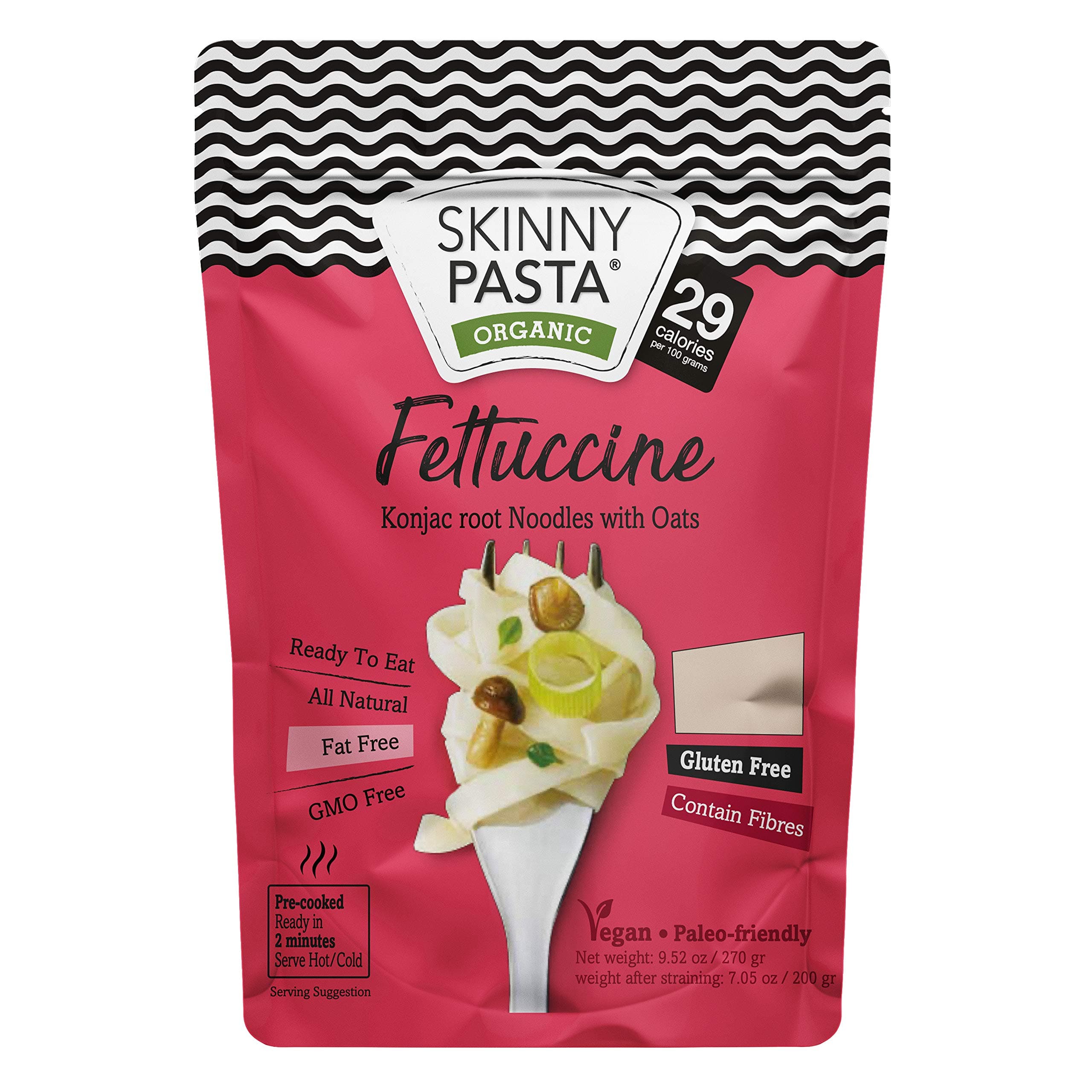 Skinny Pasta 270g - 100% Konjac Noodle (Shirataki Noodles), Fettuccine, Pack of 6
