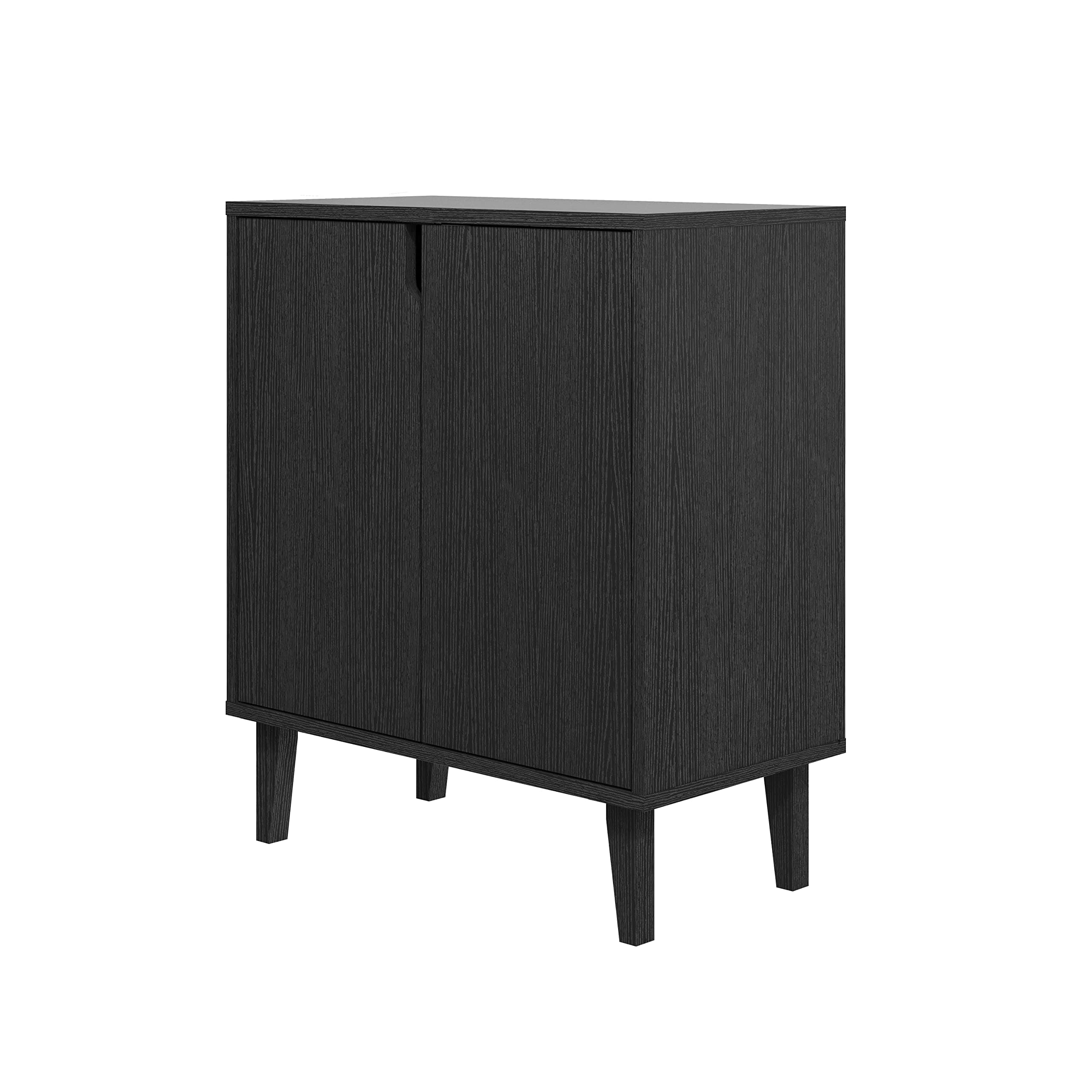 Panana Wooden 2 Doors Cabinet Standing Storage Cupboard for Dining Room 38D x 71W x 83H cm (Black)