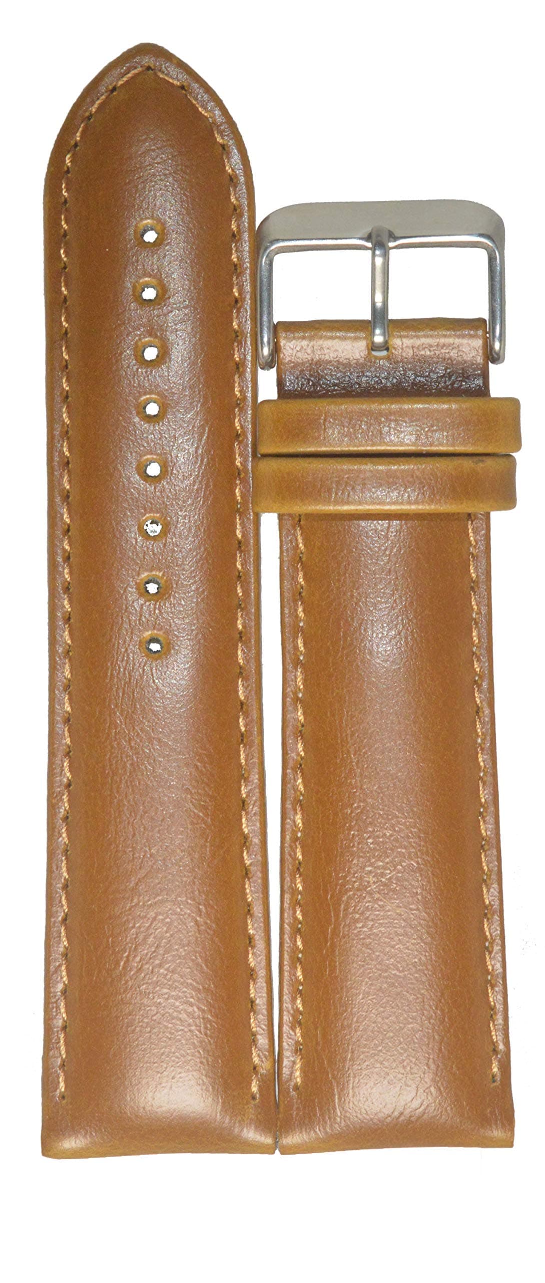 Kolet® 24mm Leather Plain Padded Watch Strap (Beige)