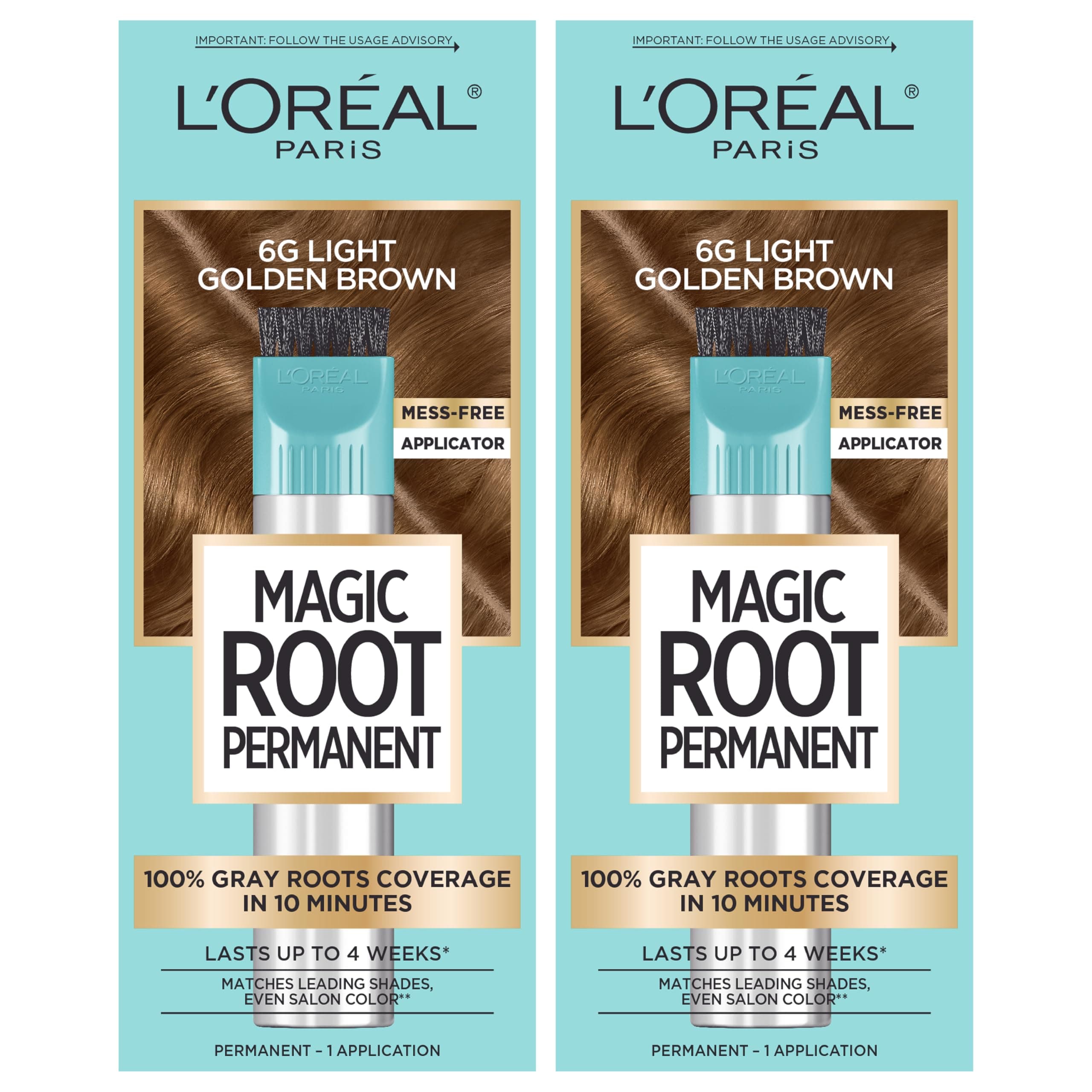 L’Oréal Paris Magic Root Permanent Hair Color, 10 Minute Hair Dye Kit to Rescue Roots with 100% Gray Hair Coverage, Light Golden Brown, 2 Pack (Packaging May Vary)