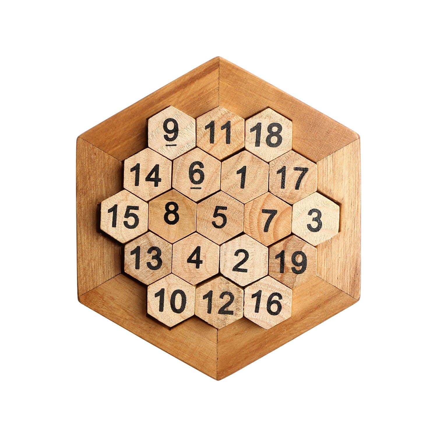 Wooden Digital Platter Puzzle, 20 Pieces Brain Teaser Toy for Kids and Adults, Recommended Age 6+ Years