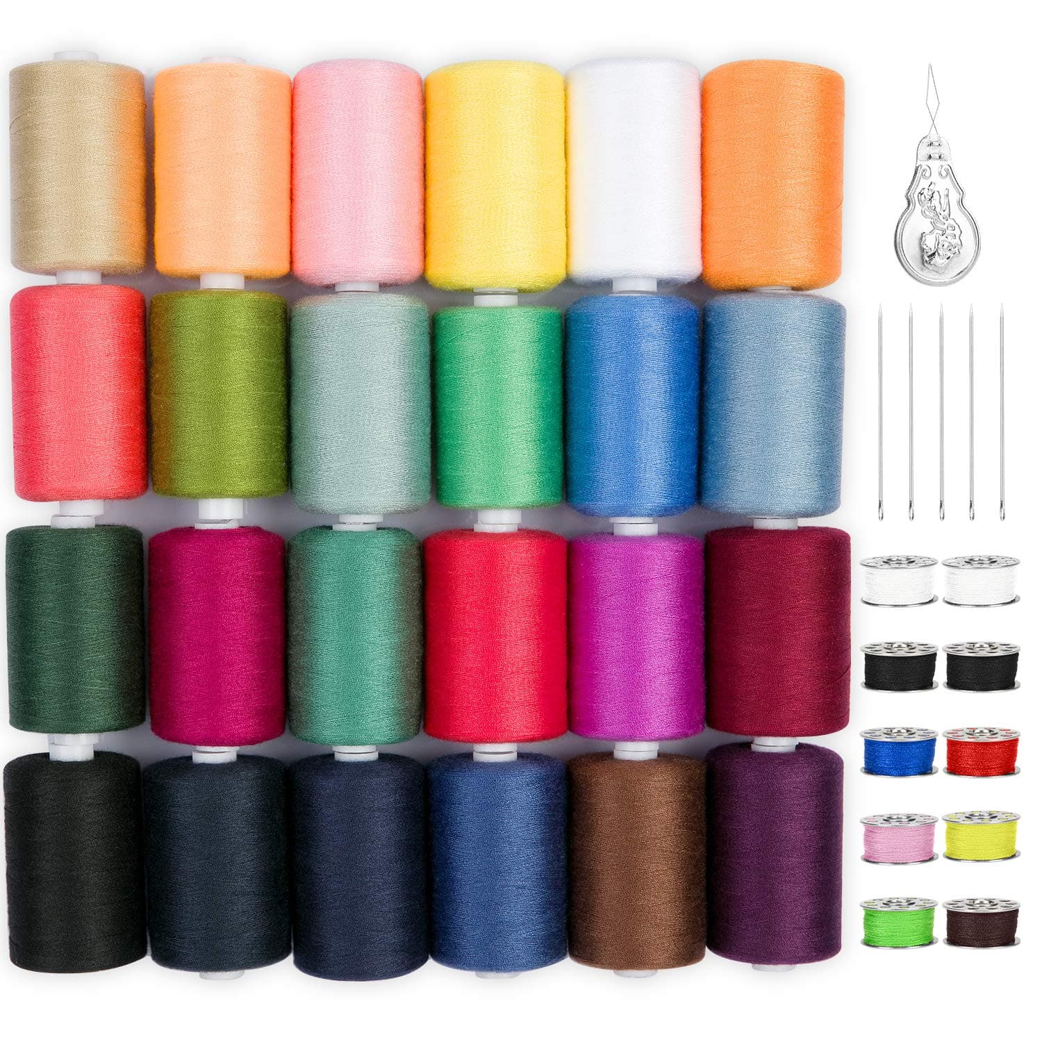 QUARKACE Sewing Machine Thread, 1000 Yards Sewing Thread Spools, Spool and Bobbin Thread Set Ideal for Machine Sewing and Hand Sewing, 24 Colors Sewing Thread Assortment