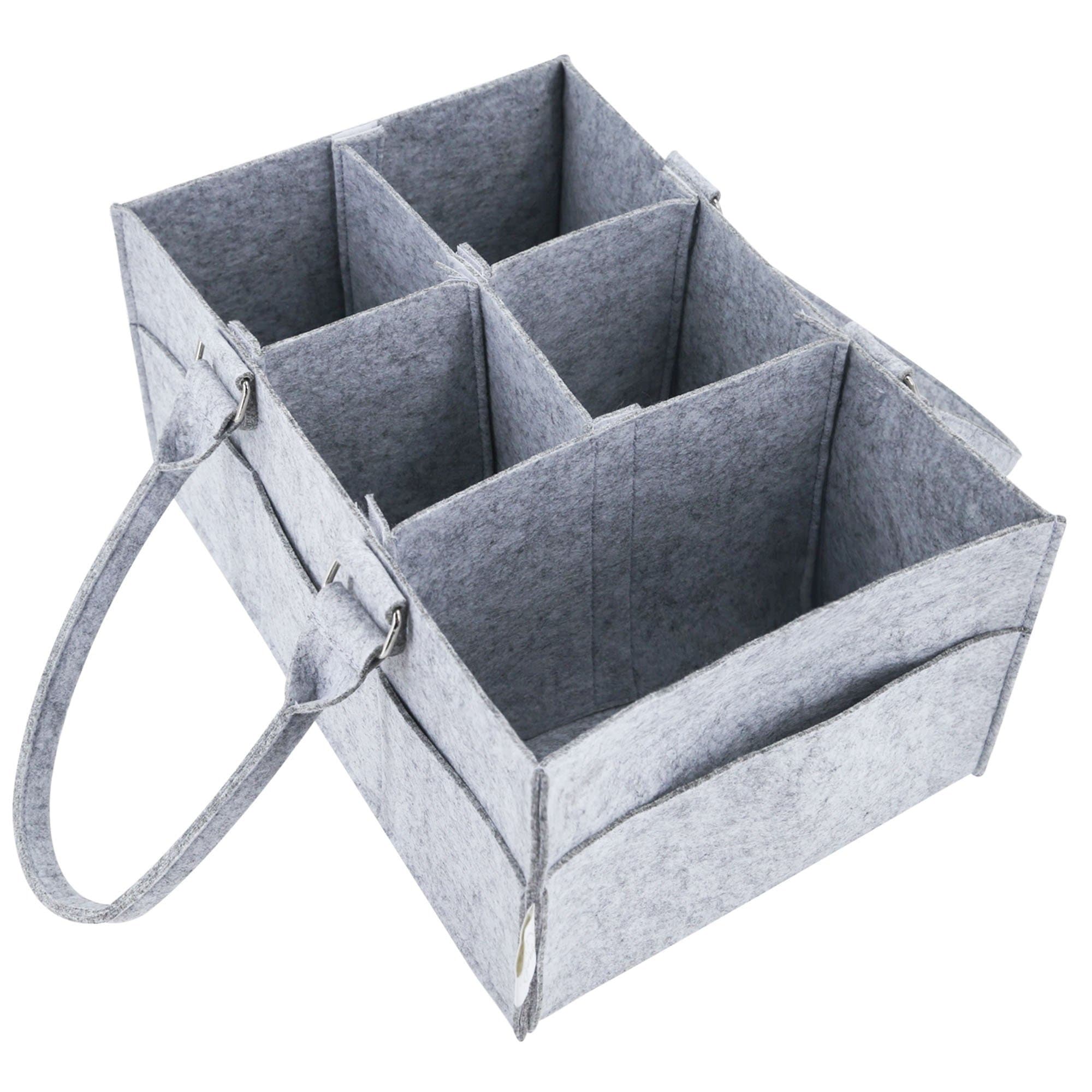 Diaper Caddy Organizer for Nursery and Changing Table | Gift Basket for Baby Shower| Baby Storage Bins for Toys and Wipes | Portable Car Travel Organizer | Large Felt Basket for Boys and Girls|