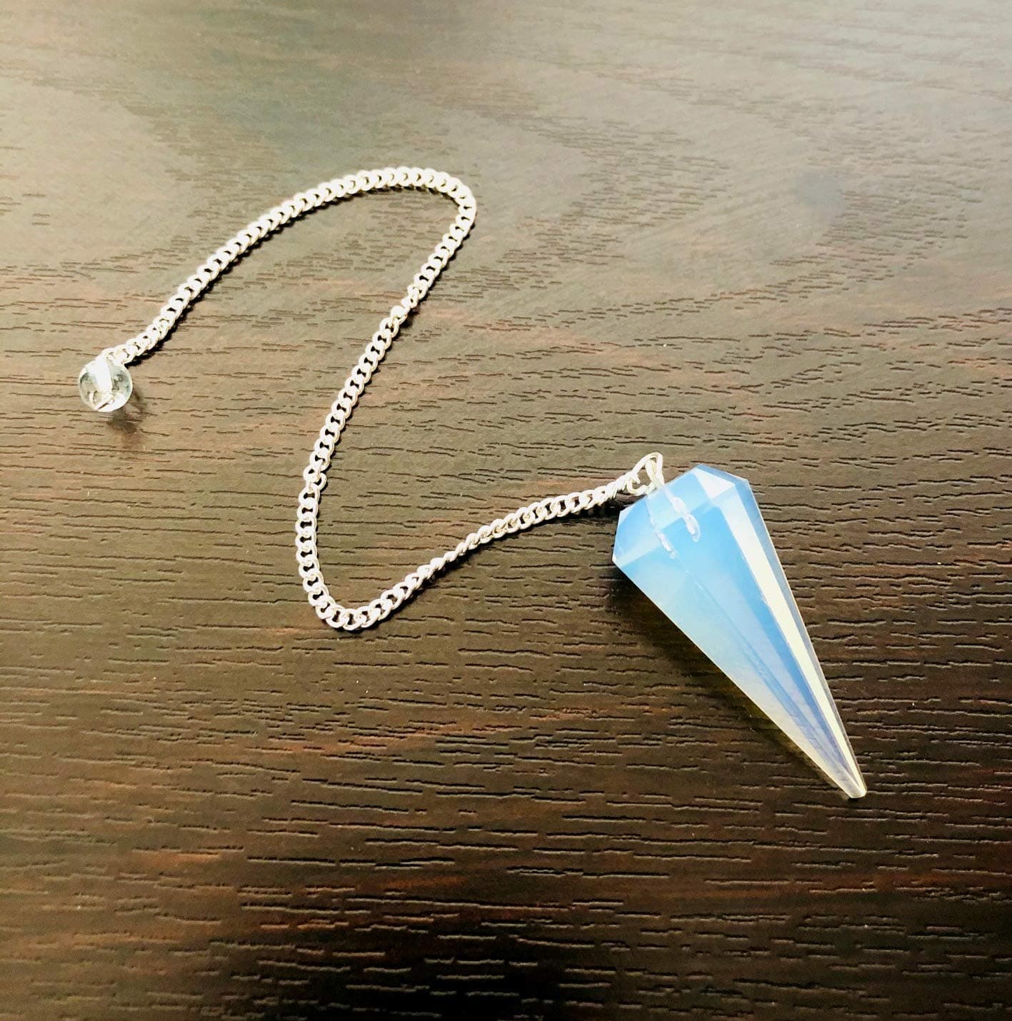 CRYSTALMIRACLE Protective Opalite Dowser Pendulum Healing Crystals, Metaphysical Divination Gemstone Pendulum Crystal Reiki Feng Shui, Meditation, Gift for Men Women