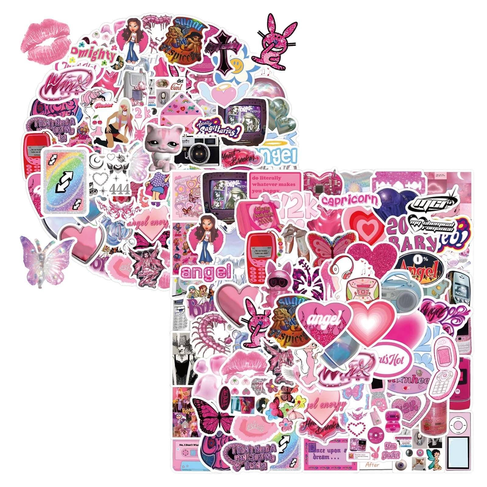 120pcs Y2K Stickers, 2000S Stickers Retro Aesthetic Cyber Trend Decal, Vinyl Waterproof atickers for Water Bottles Laptop Suitcase for Birthday Party Supplies Halloween Decoration Favors