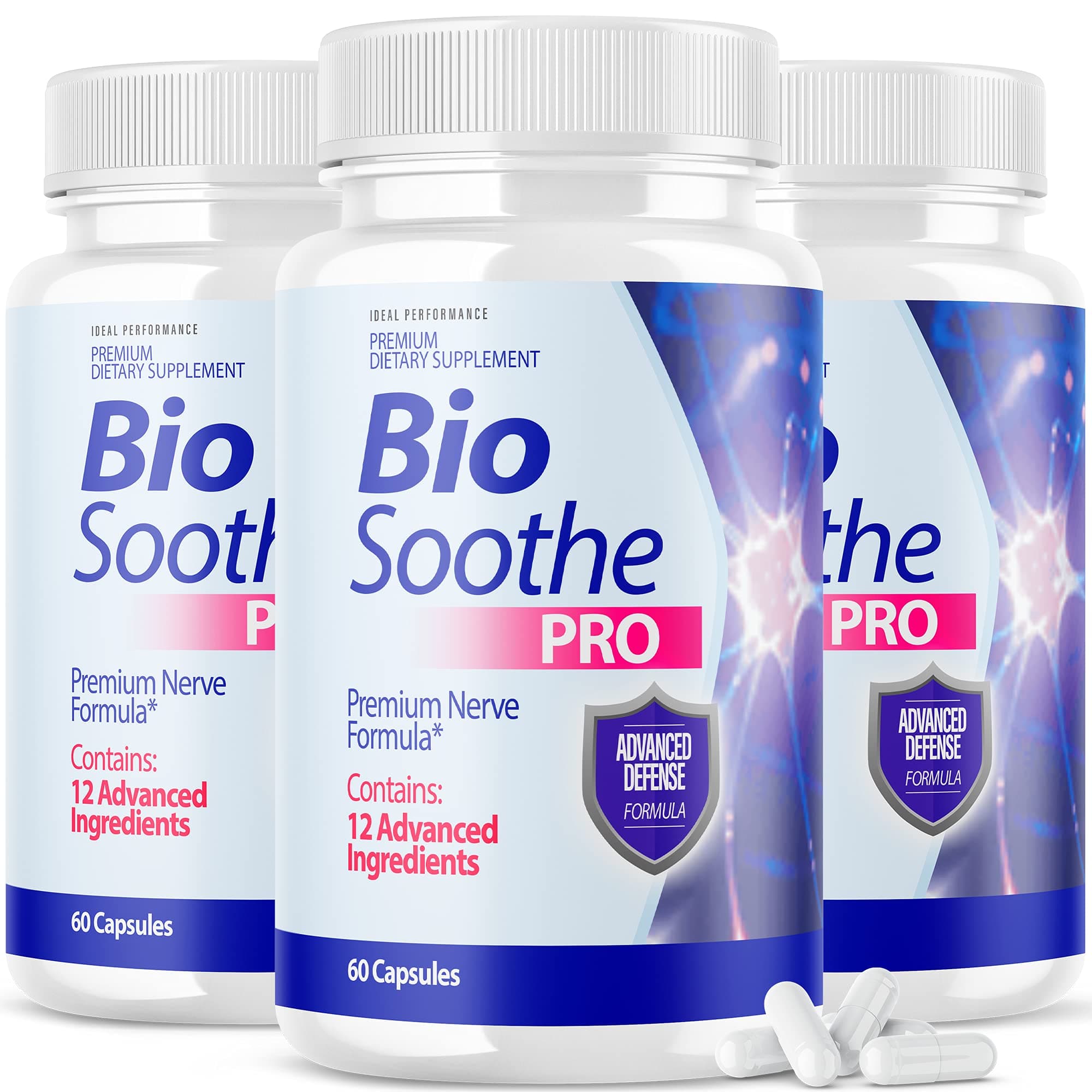 IDEAL PERFORMANCE (3 Pack) Biosoothe Pro Neuropathy Treatment Capsule for Nerve Pain Repair Pills Bio Soothe Premium Formula Supplement Alpha Fix Neeve (180 Capsules)