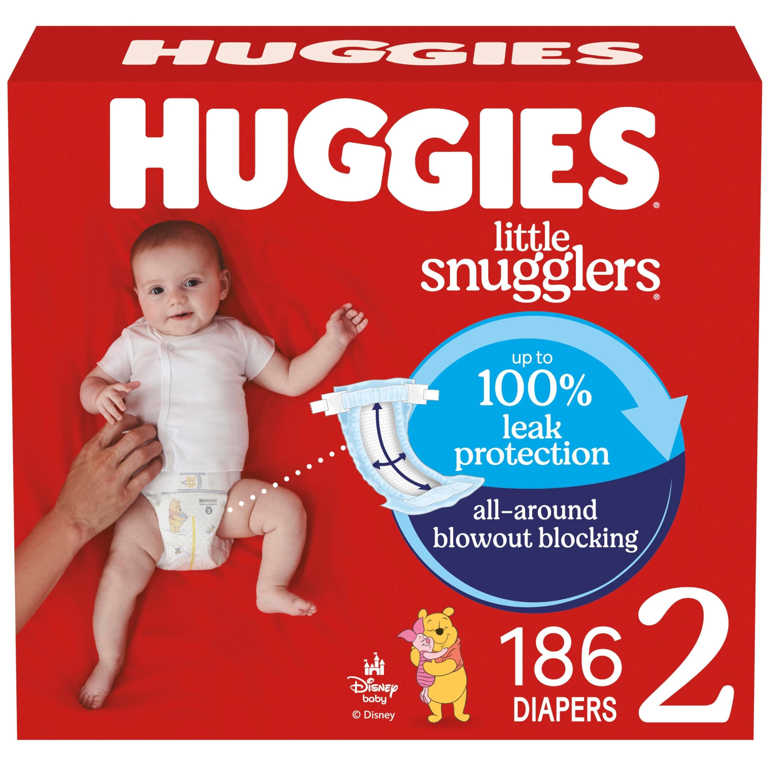 Huggies Little Snugglers Size 2 Baby Diapers, Size 2 (12-18 lbs), Packaging May Vary - 186 Count