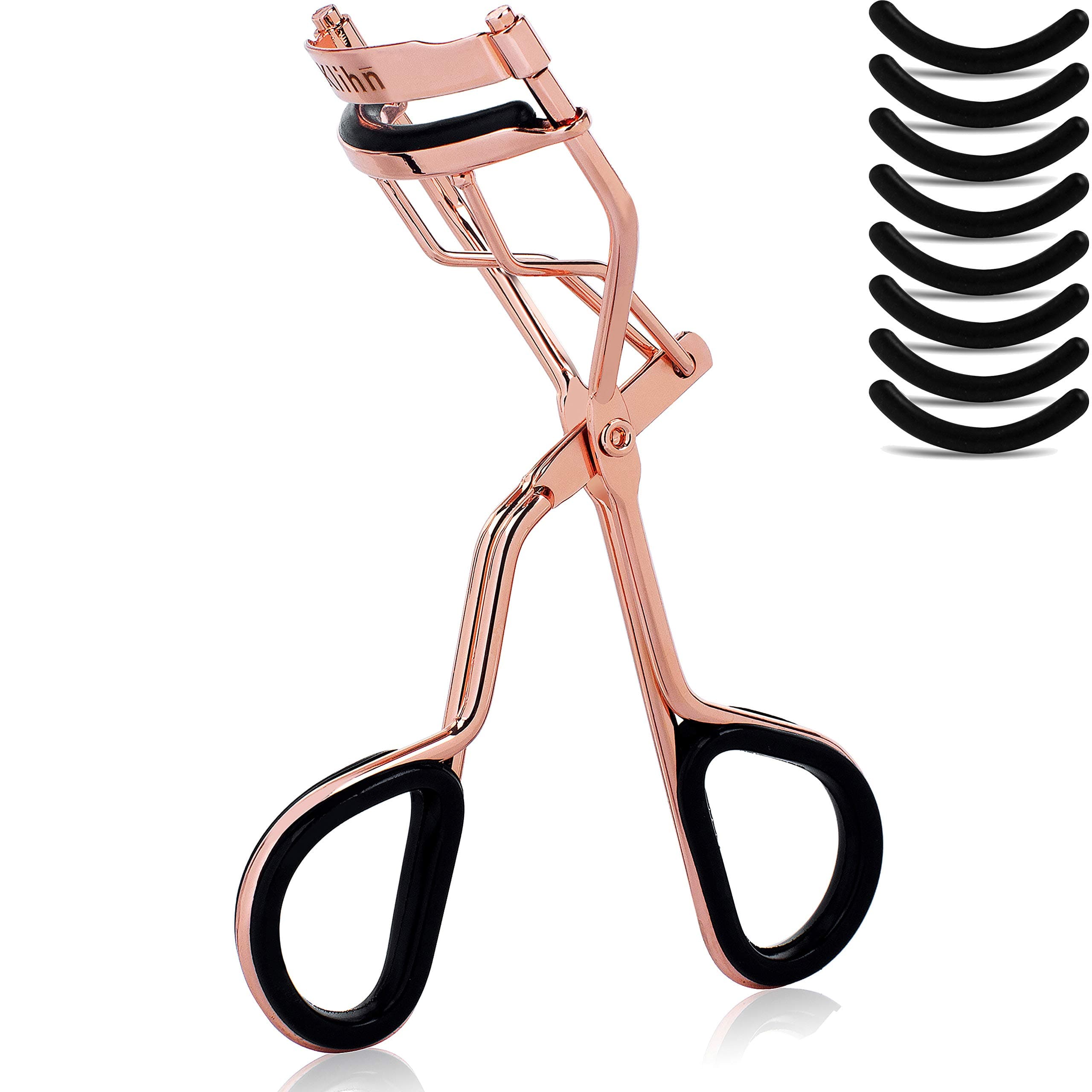 KLIHN - Exclusive Eyelash Curler Rose gold lash curler incl. 5 extra replacement rubber pads- the make-up tool for perfectly curved eyelashes made of high-quality carbon steel
