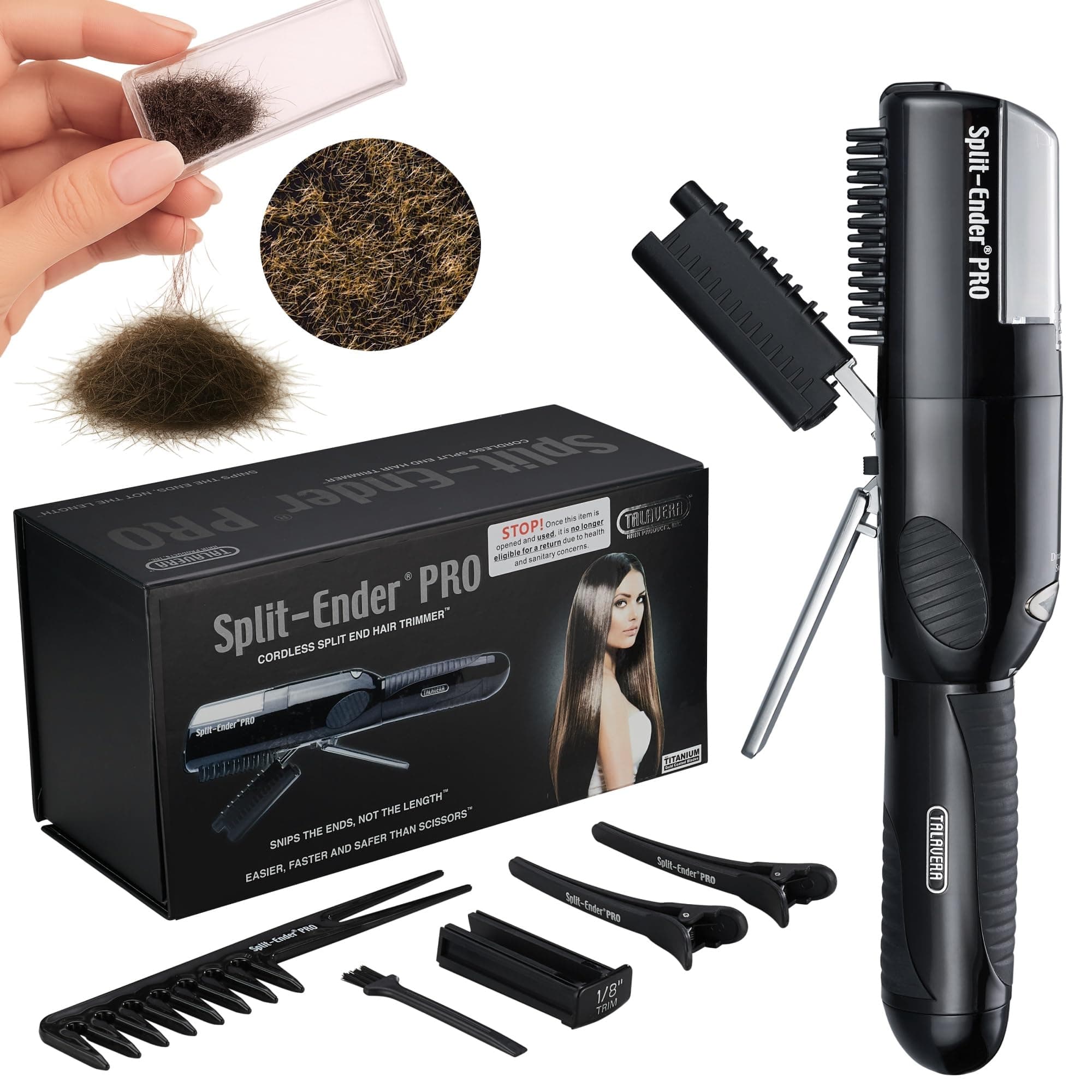 Split-Ender Pro Salon Professional Cordless Hair Trimmer for Dry, Damaged and Brittle (Black)