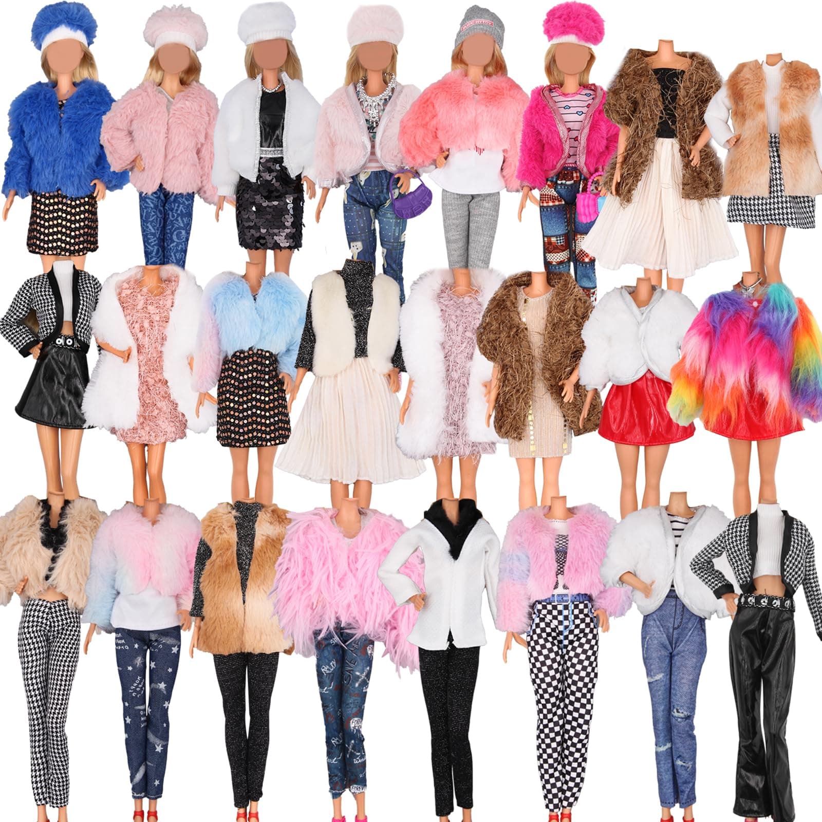 Doll Winter Coat Clothes Set for 11.5'' Girl Doll Include Winter Coat Jacket Tops Jeans T-Shirt Pants Skirt Dress Hat Suitable for 30cm Dolls for Girls Gift