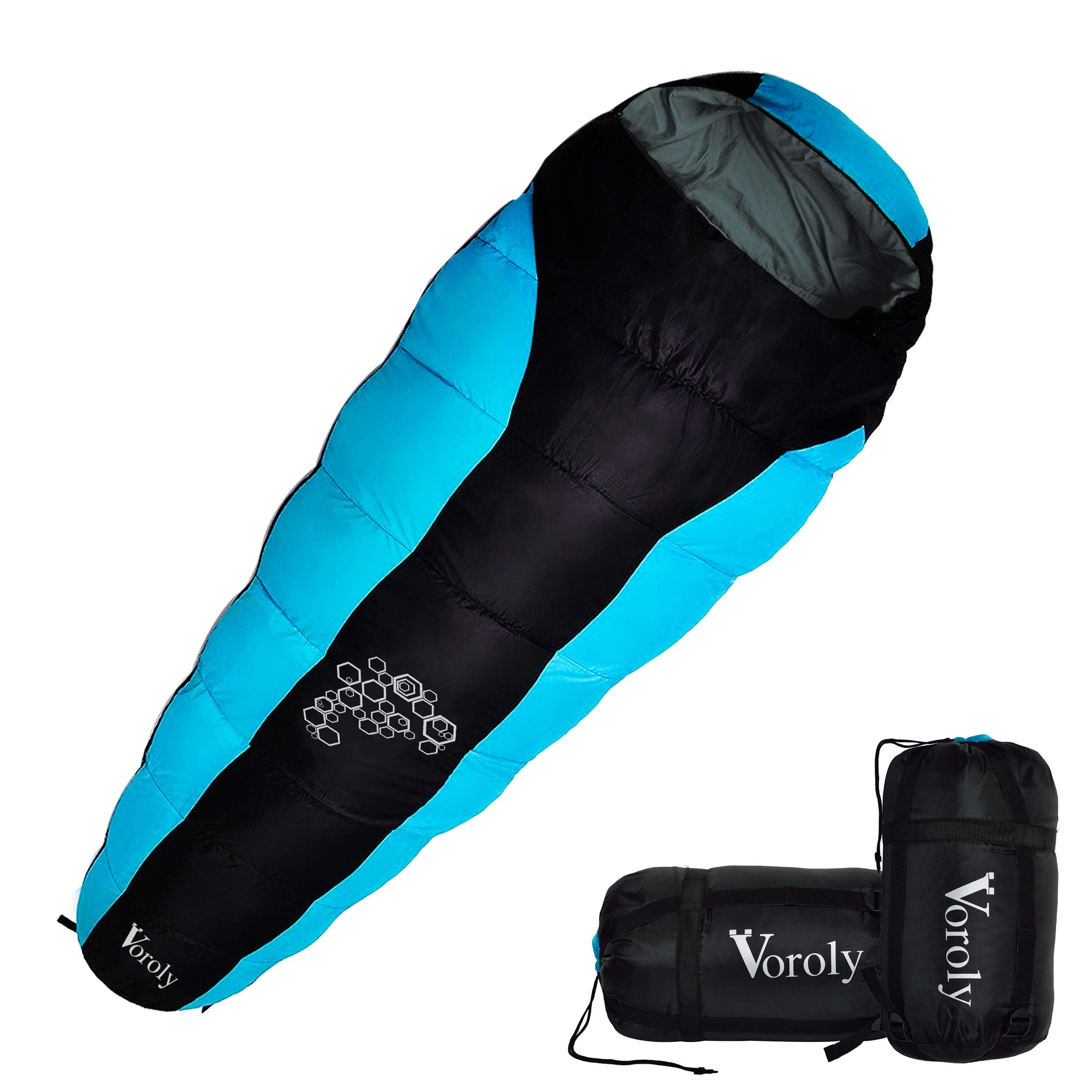 Voroly Women's and Men's Polyester Waterproof Mummy Sleeping Bag for 3 Season (Black)