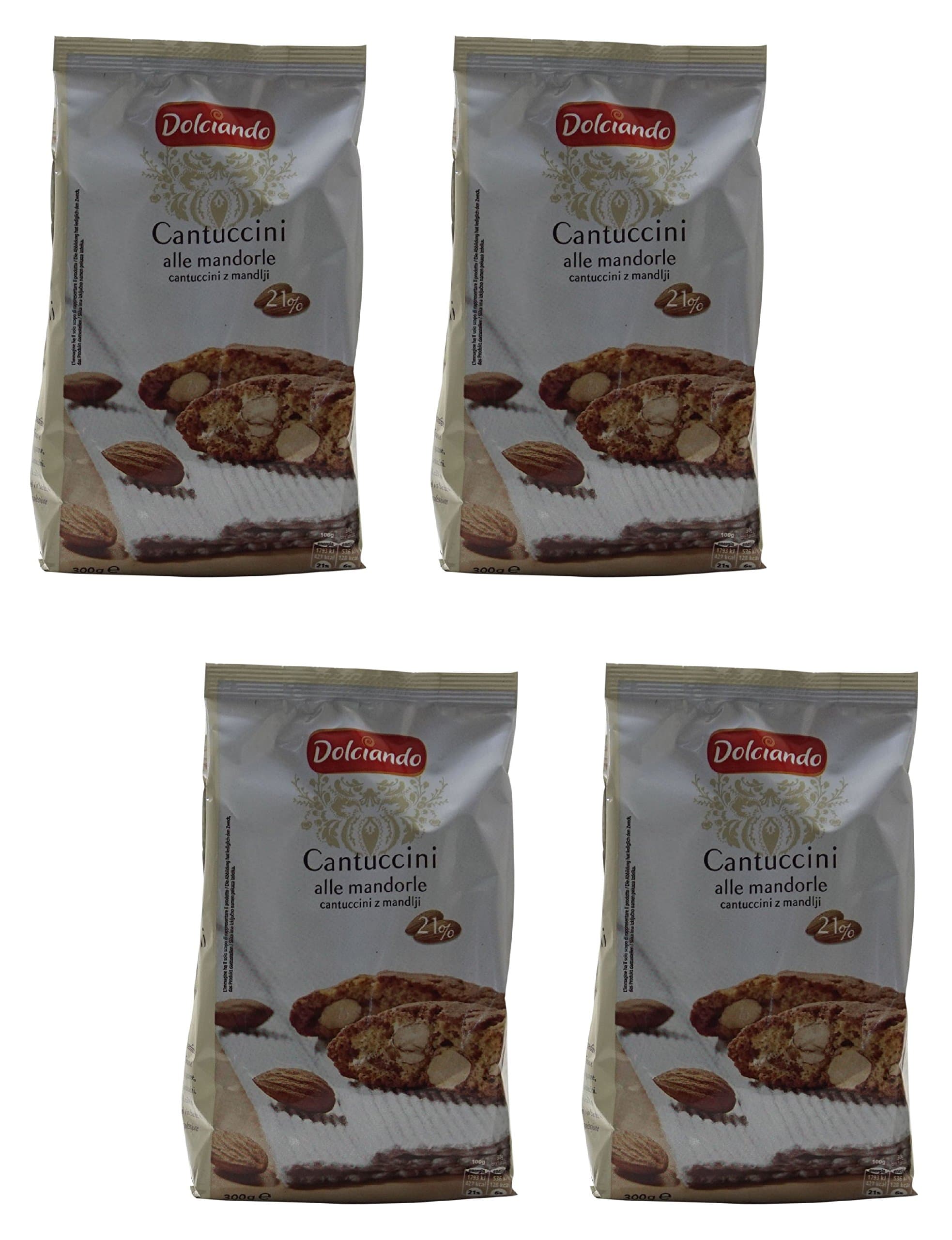 Dolciando: "Cantuccini" Hard Italian Biscuits 10.5 Ounce (300g) Package (Pack of 4) [ Italian Import ]