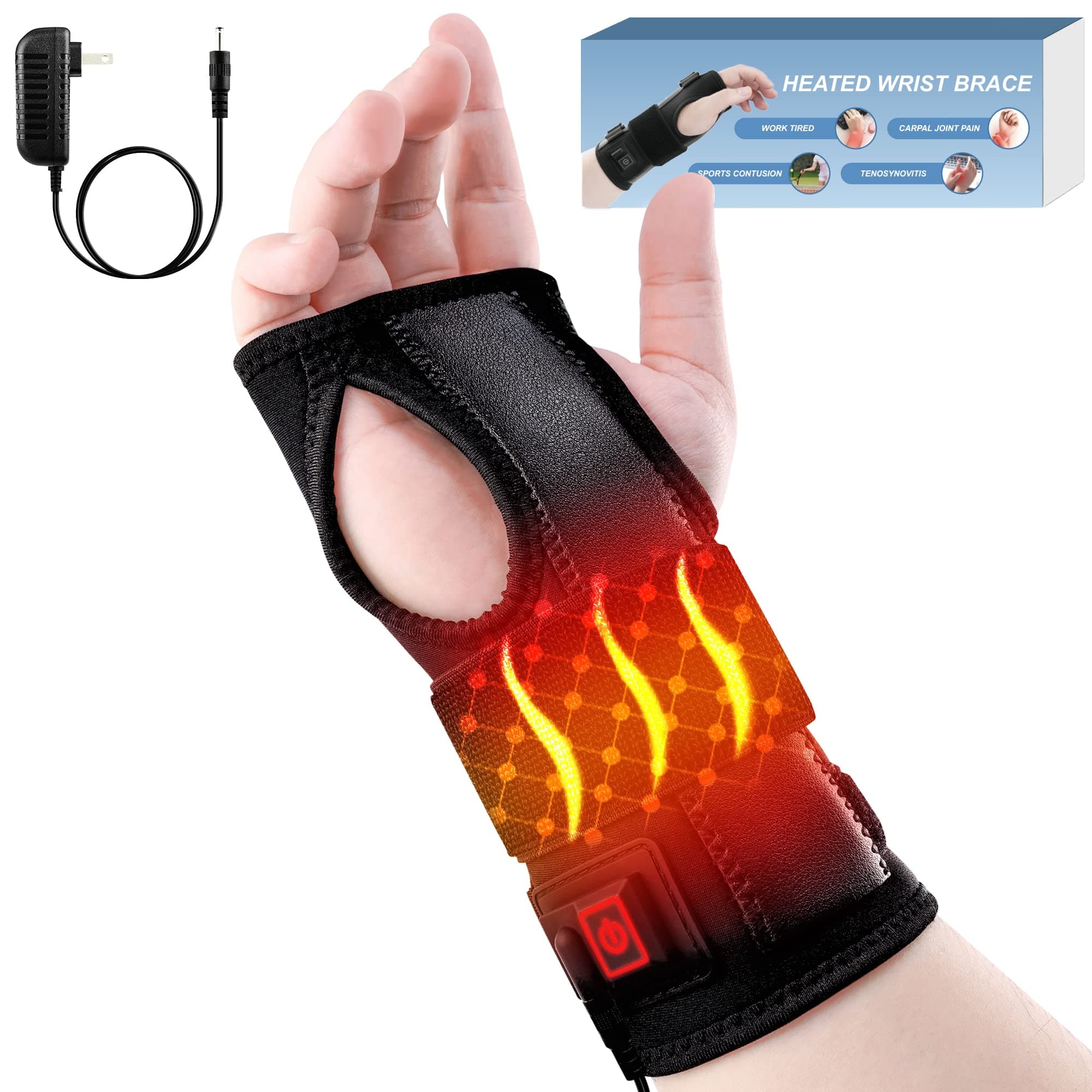 Epessa Wrist Brace Heating Pad, Heated Wrist Wrap, Hand Brace with Wrist Splint, Heated Wrist Support Brace Hand-Left Right Hand Women Men