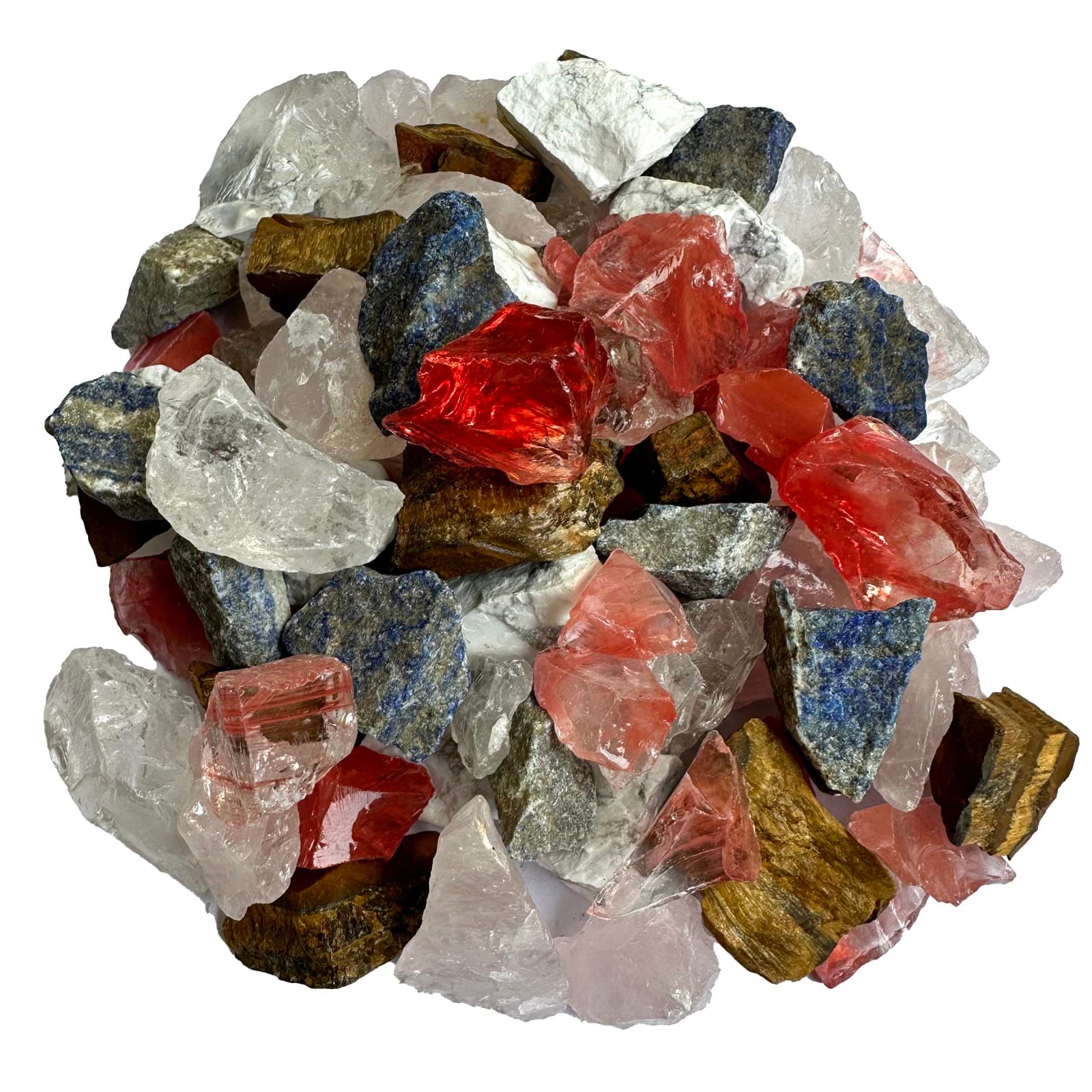2 LBS Bulk Rough Stone Mix - 6 Types of Natural Raw Mix Stones & Rocks for Tumbling,Rocks Tumbler Refill