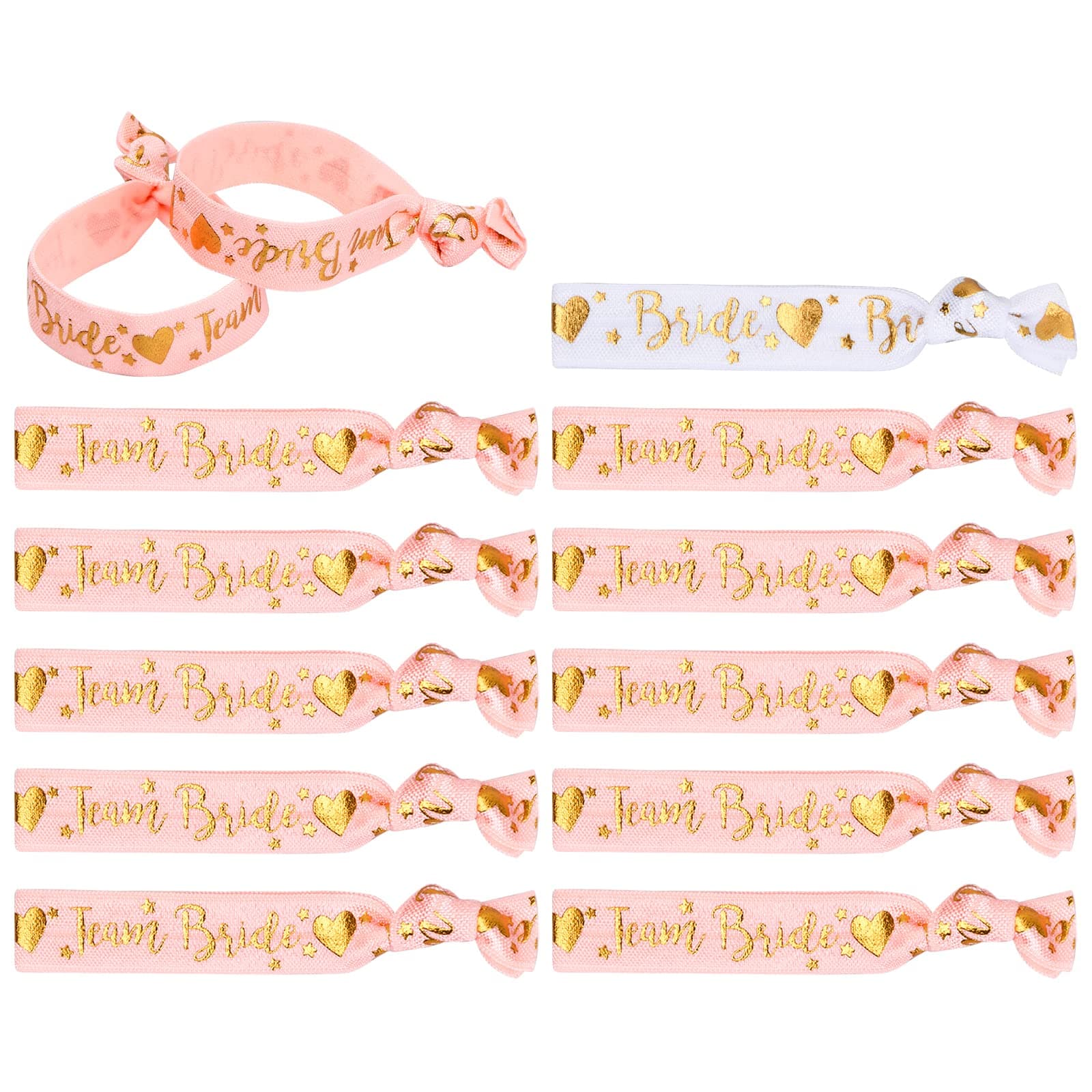 Chstarina 11pcs Hen Party Wristbands 1pcs Bride & 10pcs Team Bride Wristbands, Multicolors Hen Party Accessories for Wedding, Bachelorette Party, Engagement and Bridal Shower Decorations (Pink)
