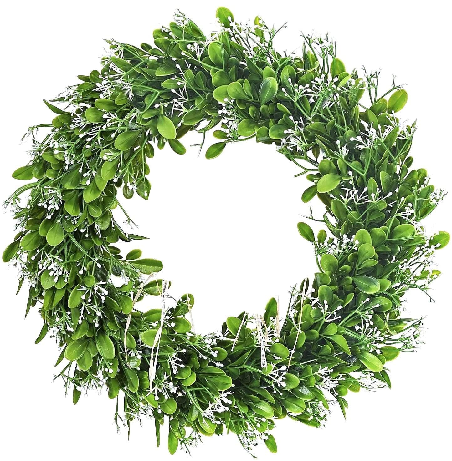 15" Artificial Boxwood Wreath Faux Green Leaves Wreath for Front Door Hanging Wall Window Wedding Party Decoration …