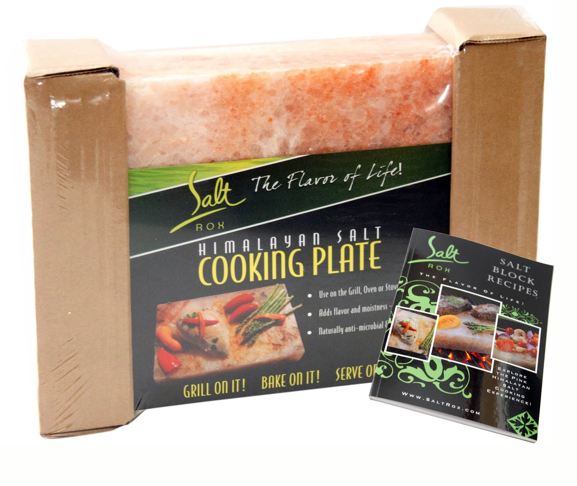 Salt Rock Grill - Pink Himalayan Salt Grilling Cooking Block Stone, Large Size 12x8x2 - with - by Salt Rox PLUS Bonus Cookbook!