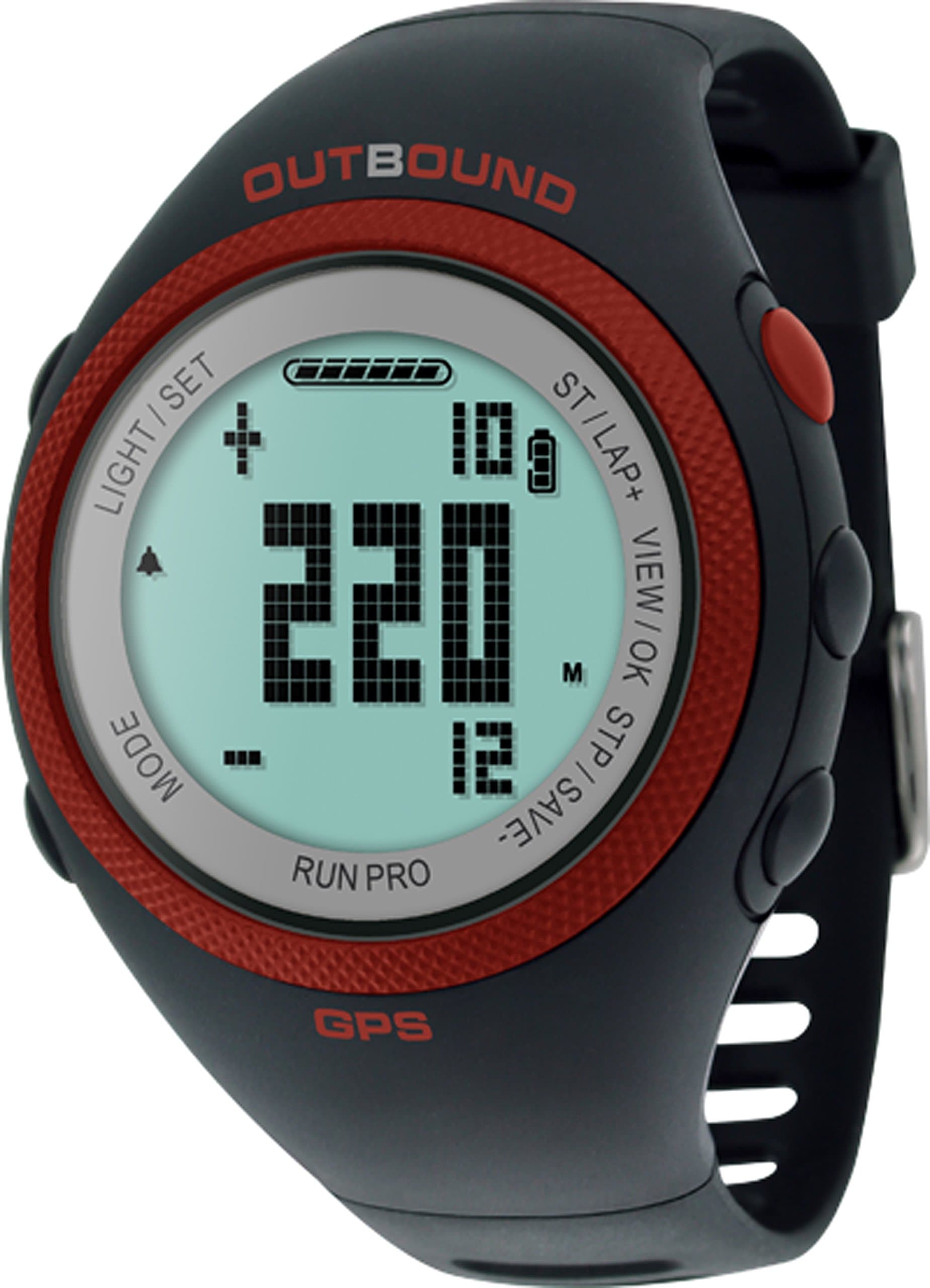 Outbound Run Pro Watch Fitness Tracker with GPS and Heart Rate Monitor Compatible with Smartphones, iPhones, and Android Devices - Black/Red