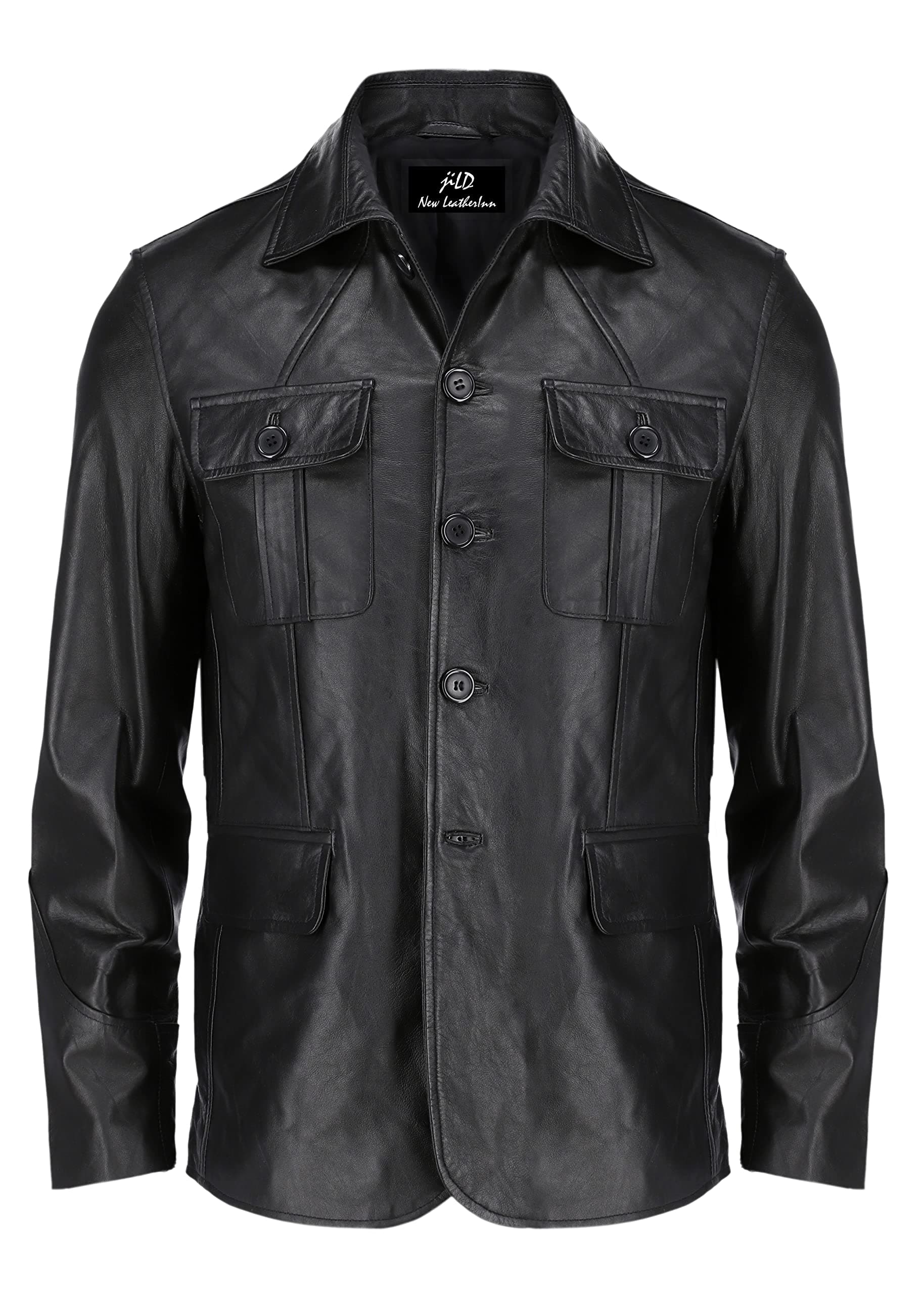 - Lambskin Leather Jacket Men Casual Coat – Notched Collar Classic Bond’s Style Ultimate Leather Blazer for Men