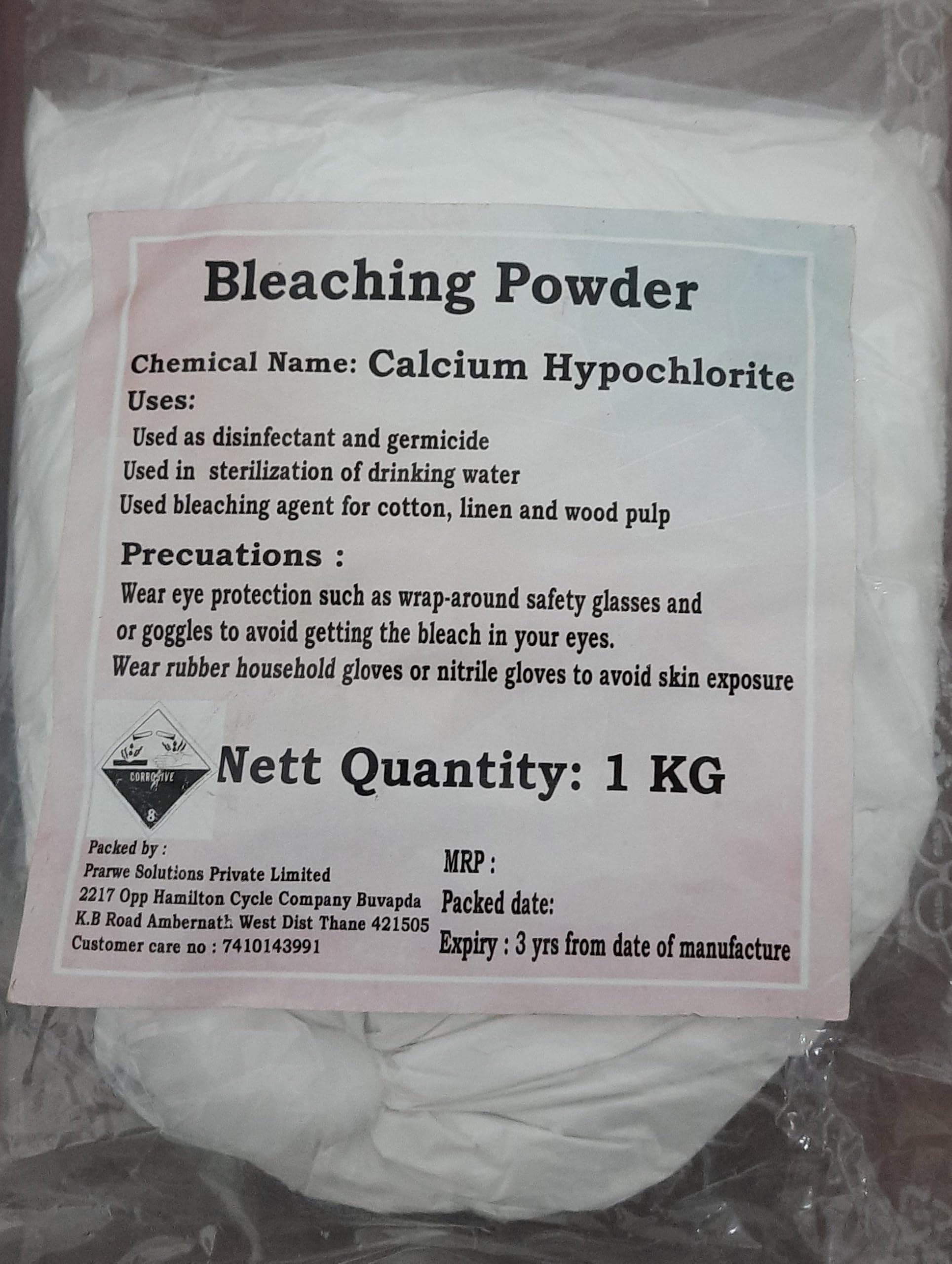 Bleaching Powder Calcium Hypochlorite 1000 Grams pack of 1