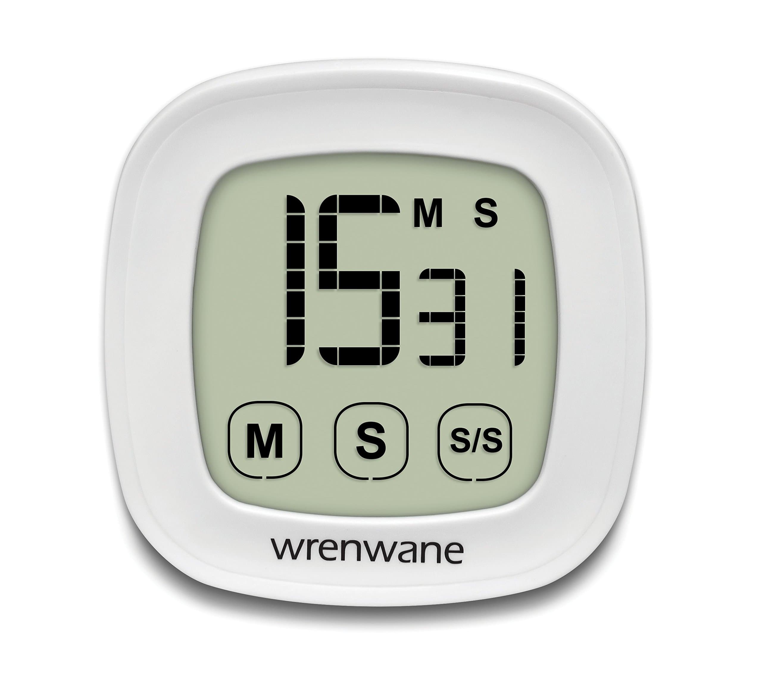 Wrenwane Digital Countdown Timer, Big Digits, Counts Up and Down, Touchscreen Display, Magnet, Stand, White