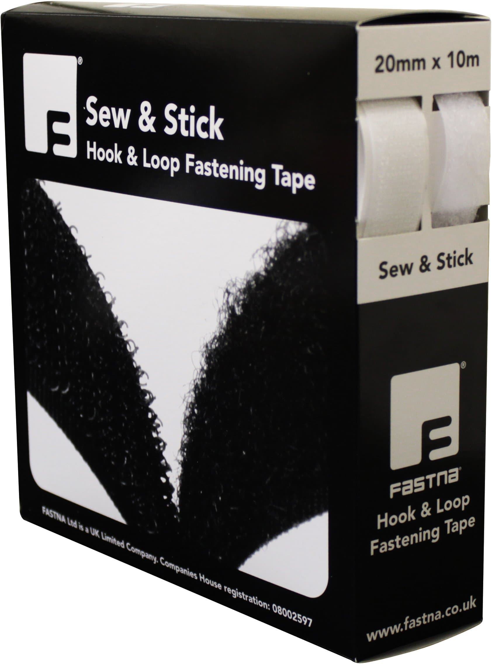 20mm x 10m White Brand Sew & Stick Hook & Loop Tape