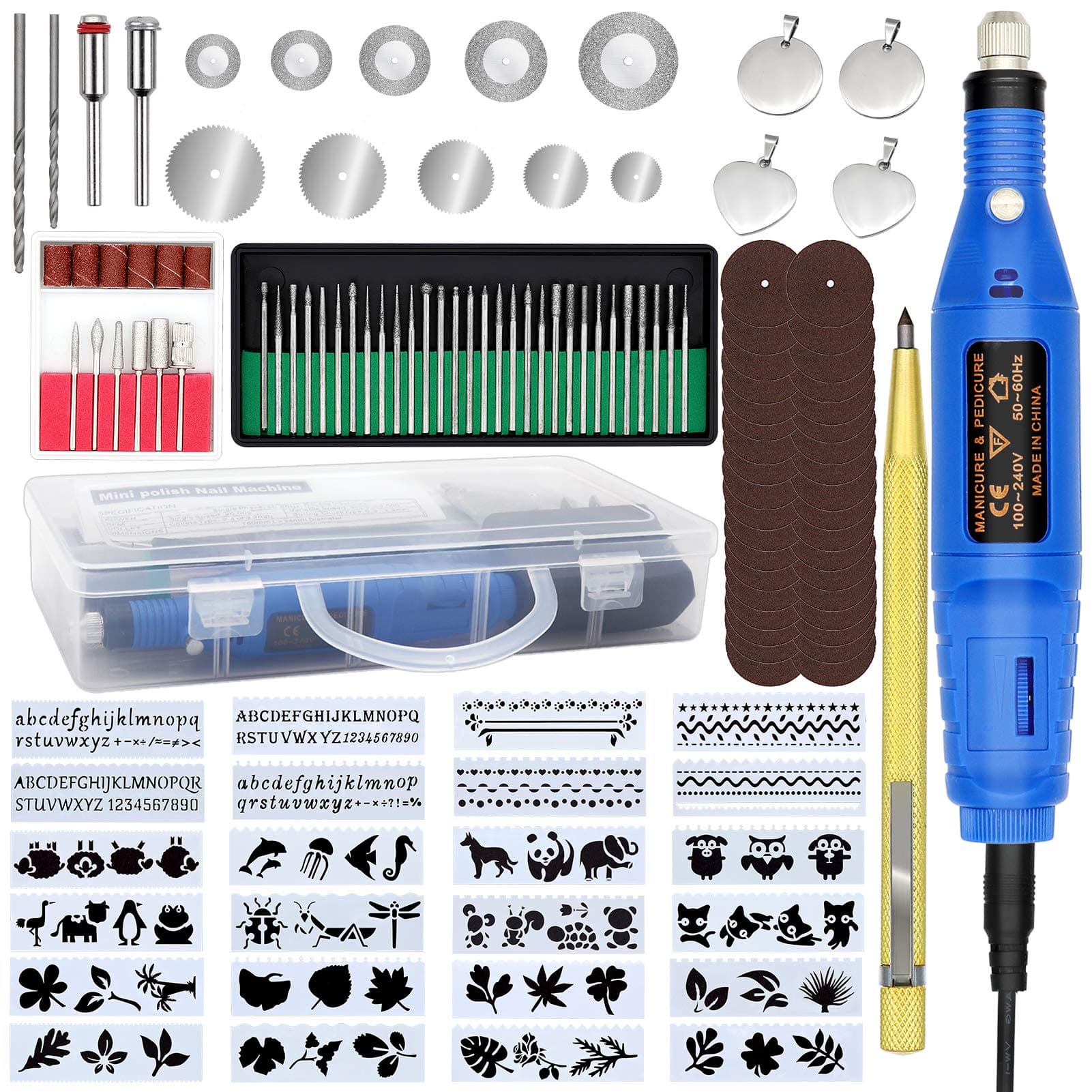 Engraving Tool Kits, PETUOL 123PCS Multifunctional Wired Rotary Engraver Etching Pen DIY Miniature Sander Tool Sets, Suitable for Polishing Metal, Glass, Ceramics, Plastic, Wood, Jewelry, Nails