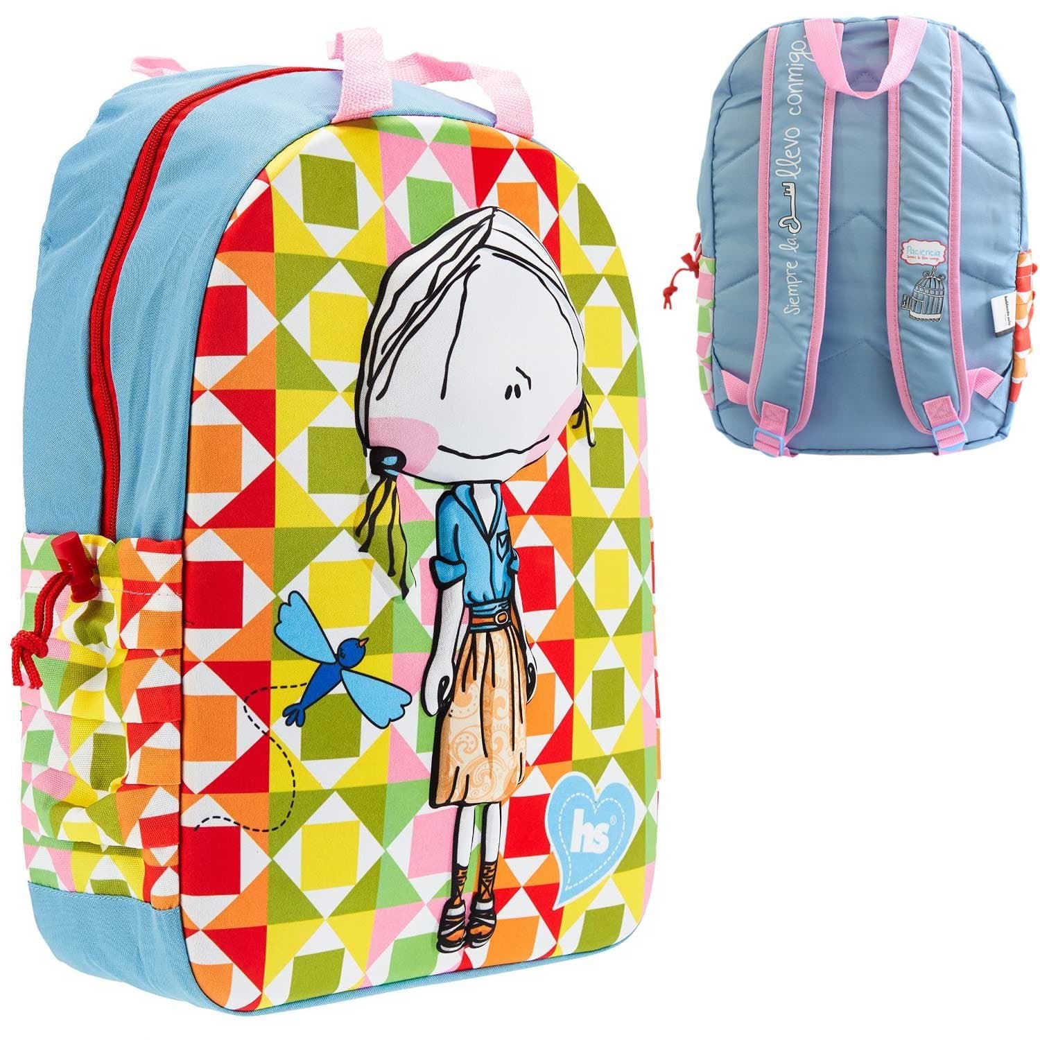 Girls Hablando Sola Girls Colorful School Backpack