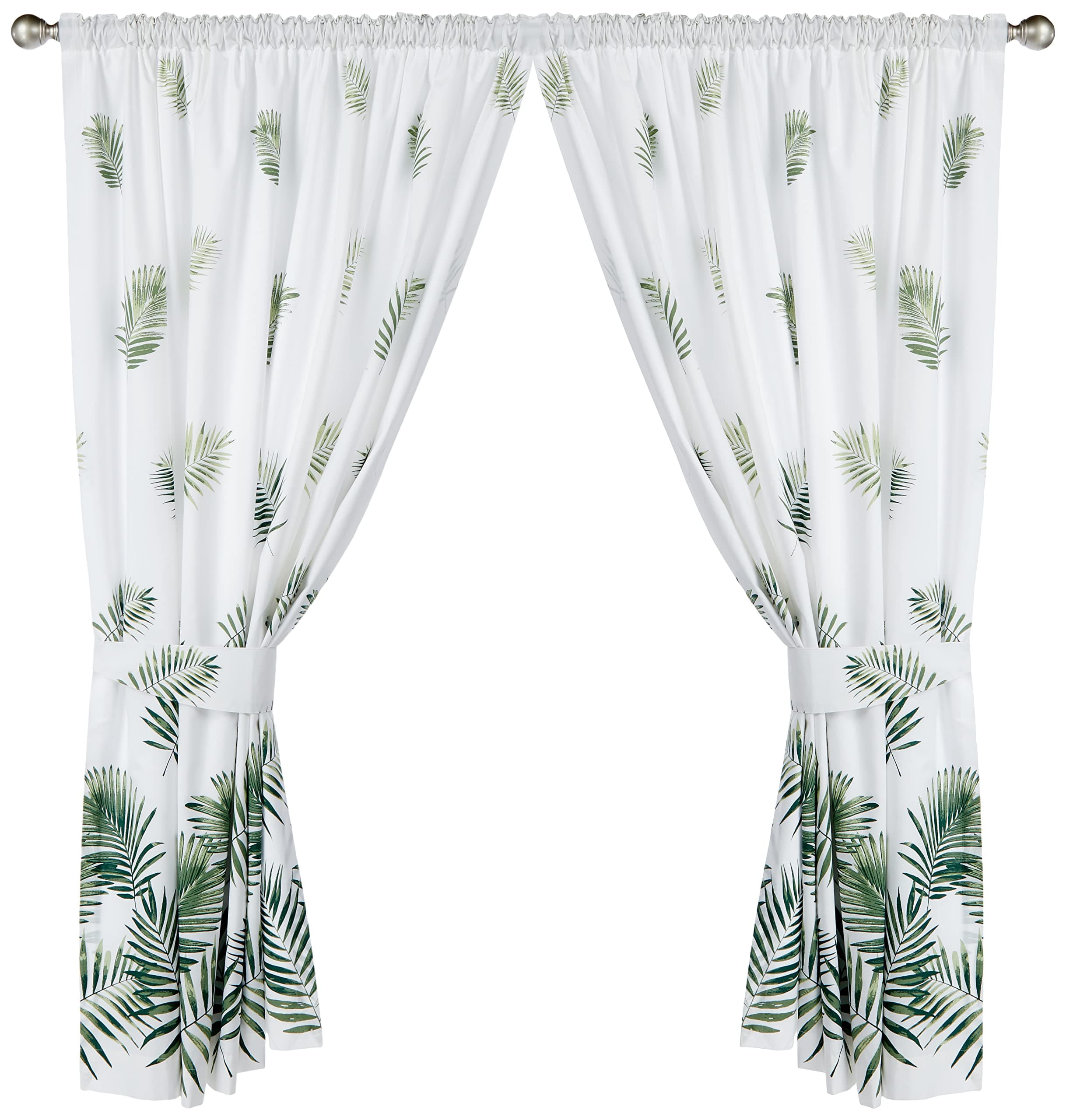 Charlotte Thomas, Fern, Pair of Pencil Pleat Lined Curtains, with Tie Backs Green, 168 x 183 cm