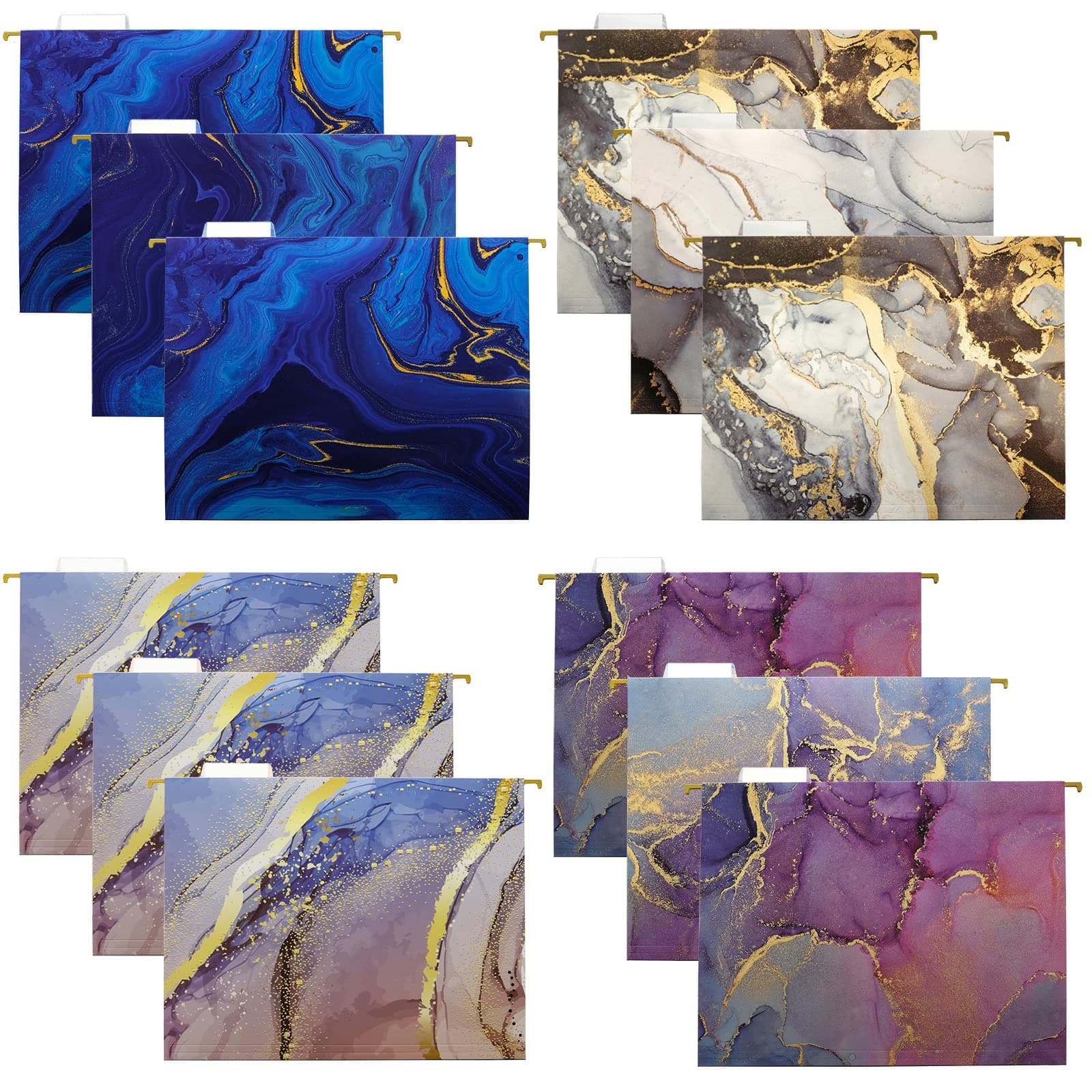 Global Printed Products 12 Pack Hanging File Folders - Marble