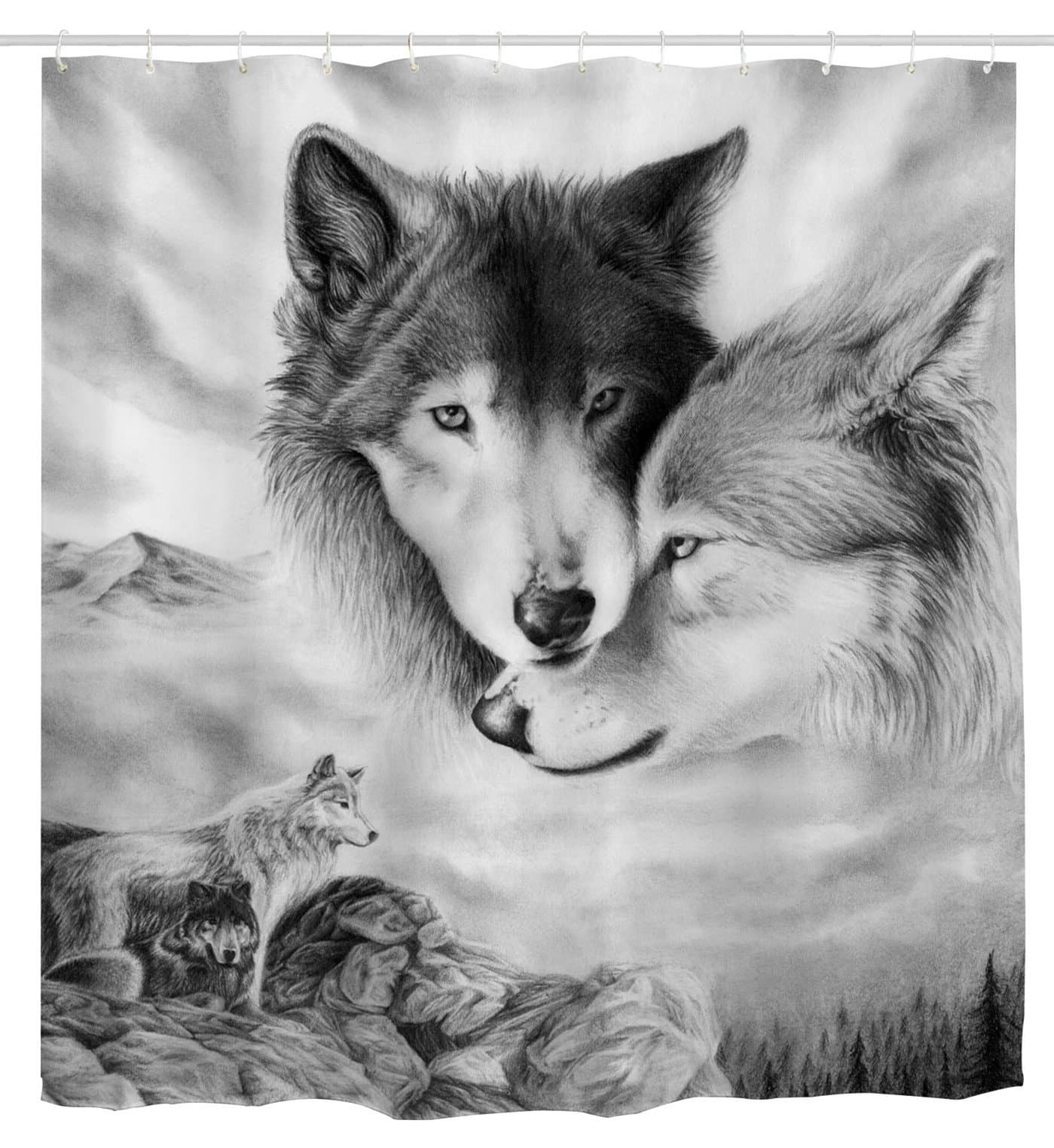 goodbath Shower Curtain, Waterproof Anti Mould Fabric Shower Curtains Wetroom Bathroom (Grey White)