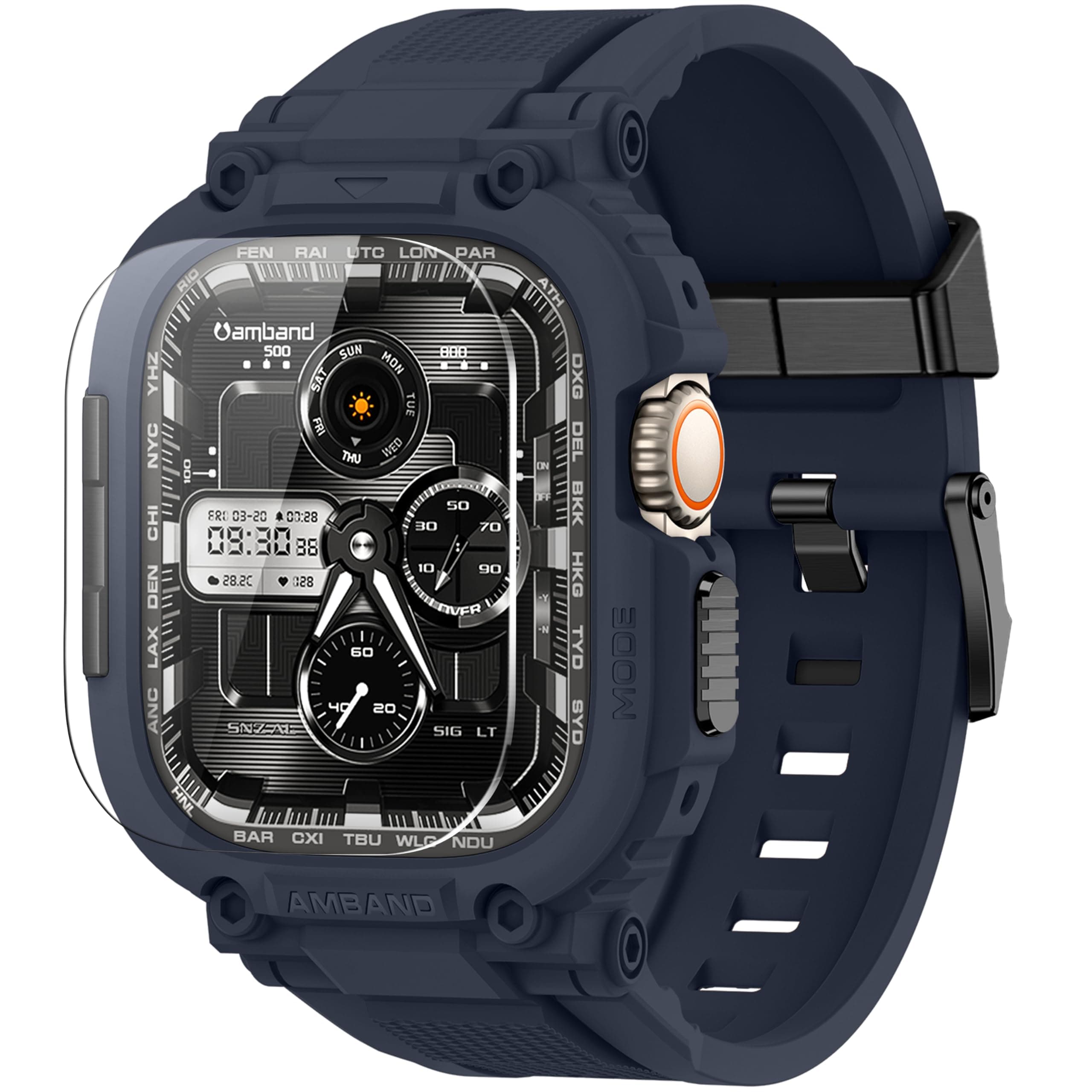 M1 Sport Case Band for Apple Watch Ultra 3/2/1 & SE 3/2/1 & Series 11 10 9 8 7 6 5 4 3 49mm 46mm 45mm 44mm 42mm 41mm 40mm 38mm, Shockproof & Scratch Resistant Rugged Bumper for Men