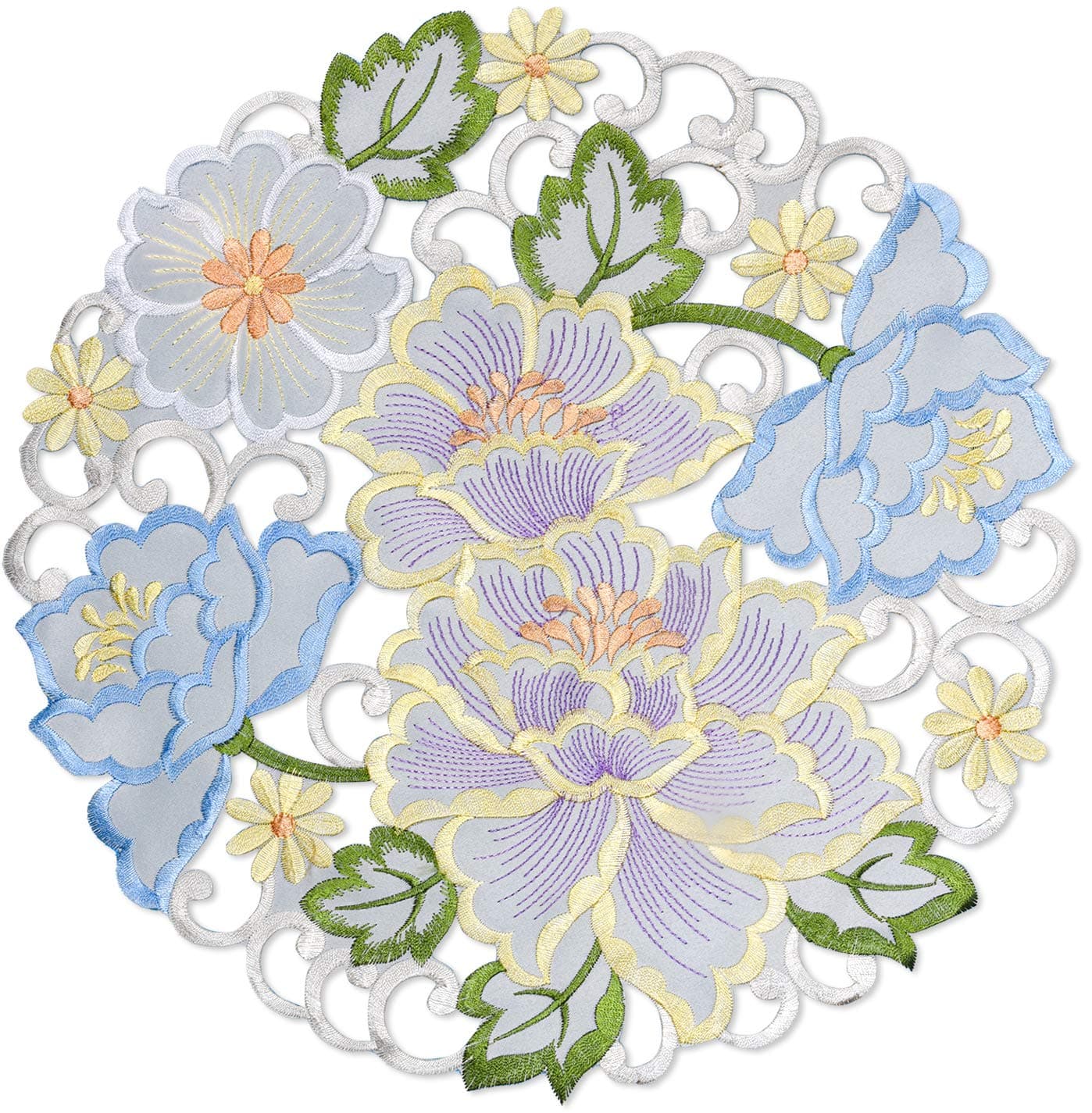 EcoSol Designs Flowery Table Placemats (15" Round, Summer Colors) 4-Pack
