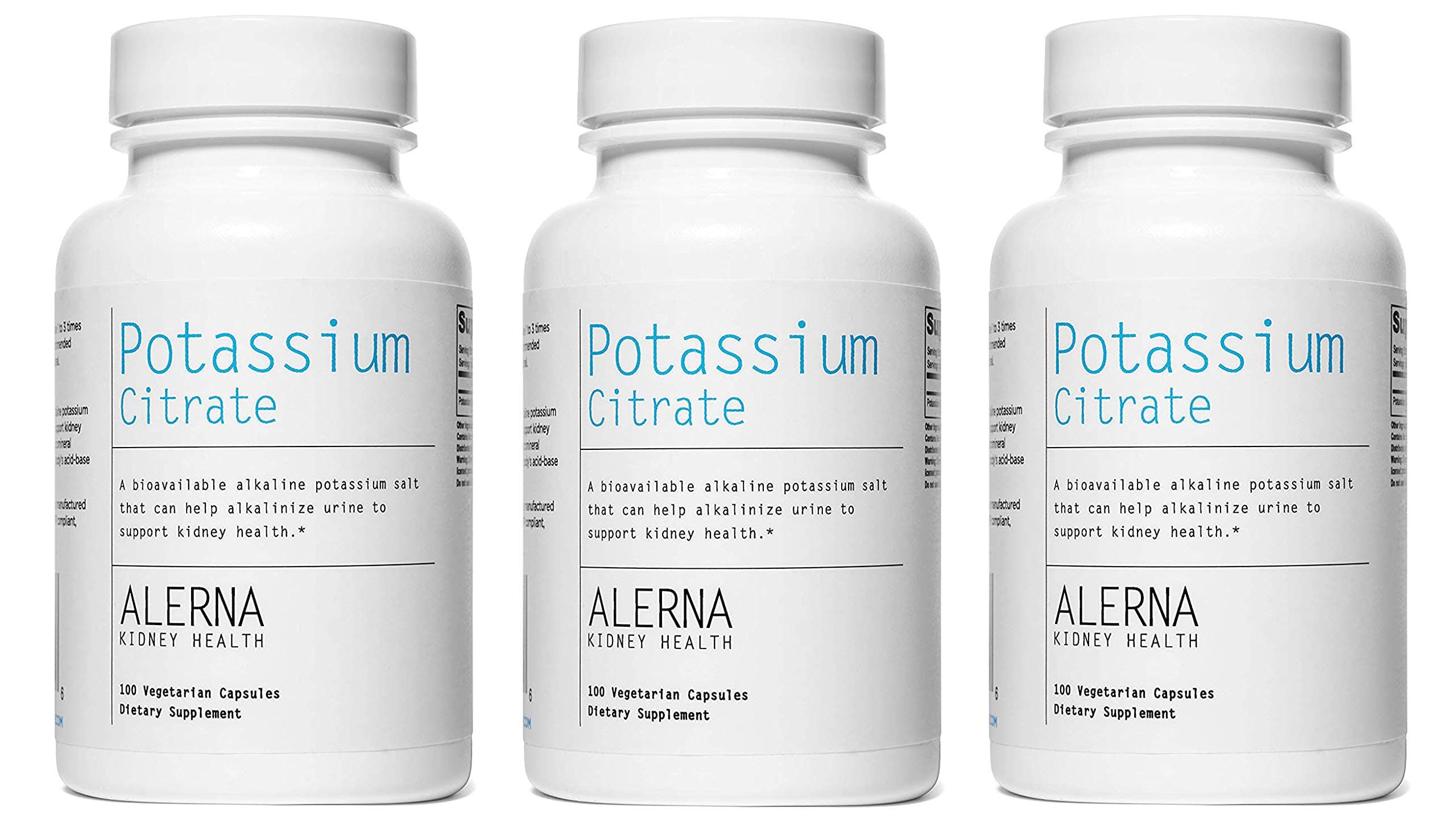 Potassium Citrate 99 mg - Supports Electrolyte Balance and Normal pH - Essential Mineral Kidney Stone Support Supplement - 100 Vegetarian Capsules (Pack of 3)