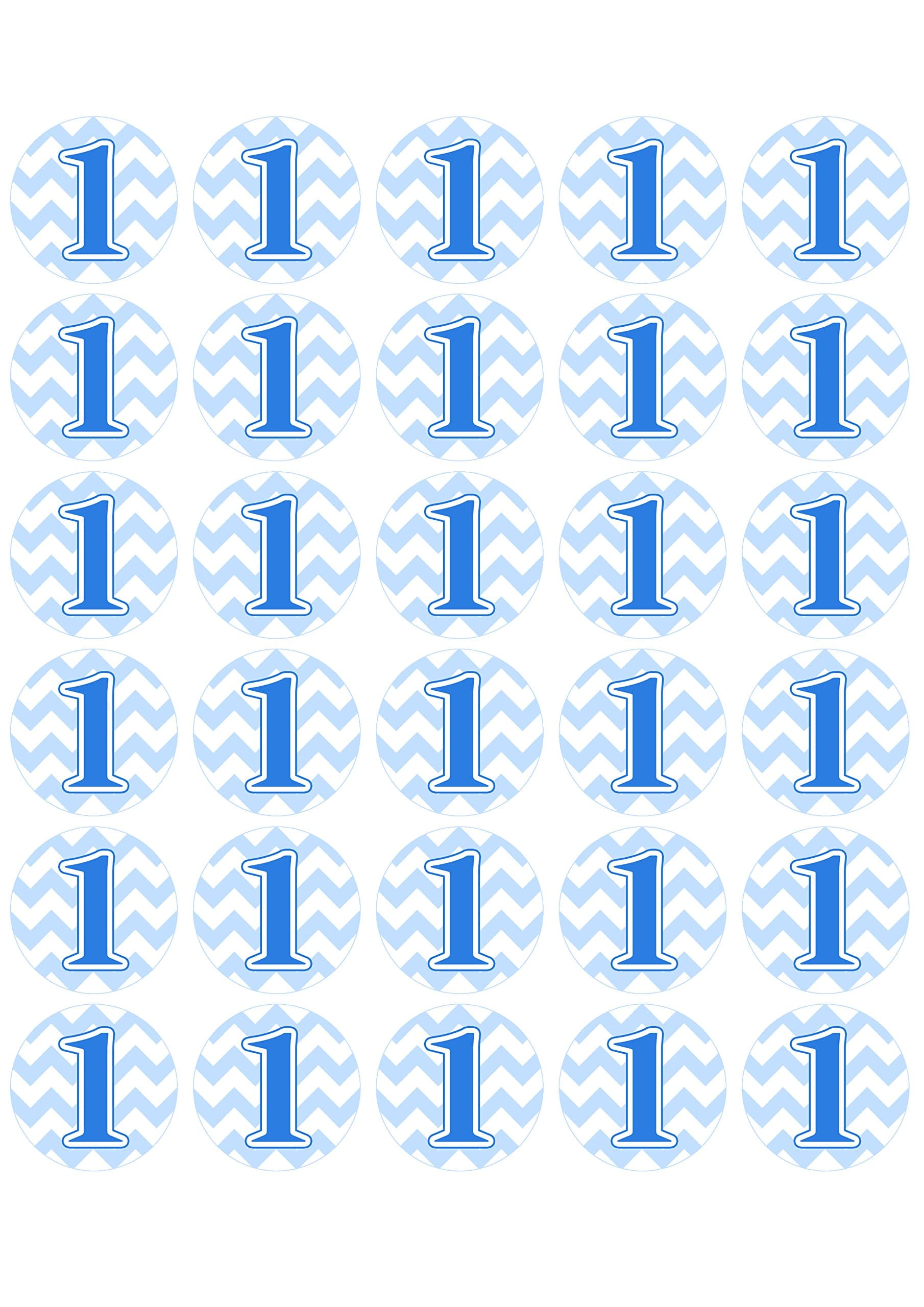 1st Birthday Boy Edible Cupcake Toppers Blue Cake Decorations