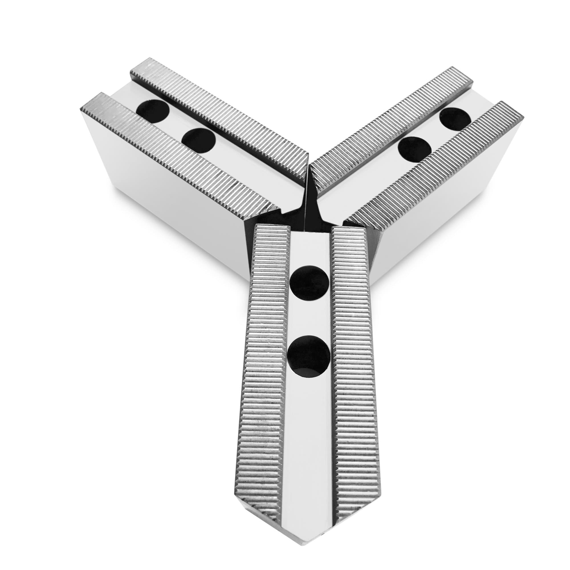 Lathe Chuck Serrated Aluminum Soft Jaws Set (3 Pcs) for 6" Kitagawa (B-206), Samchully Chucks, Pointed, 1.5" Height- By Turner Workholding