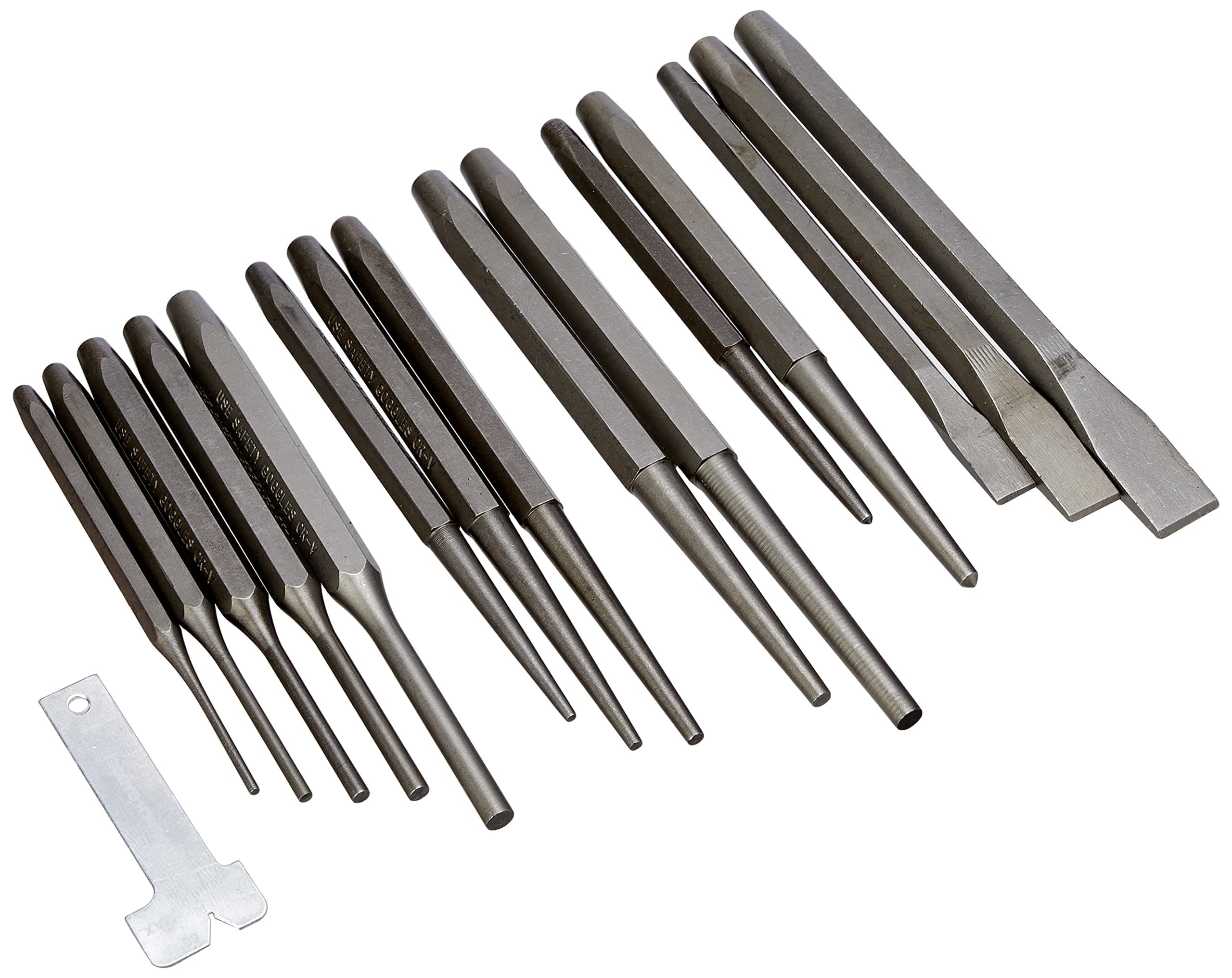 CT0703-16pc Punch & Chisel Set with Chisels, Punches and Gauge – Ideal for Cutting, Marking, Pin Removal and Alignment Tasks